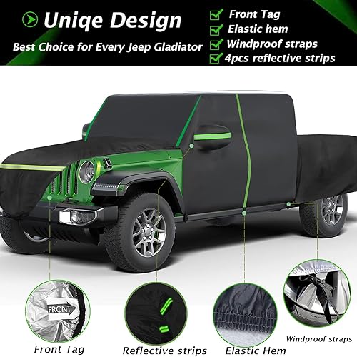 Miniatura 3 de Big Ant Funda impermeable de repuesto para Gladiator 2019-2023, fundas de coche para todo tipo de clima con puerta con cremallera para protección