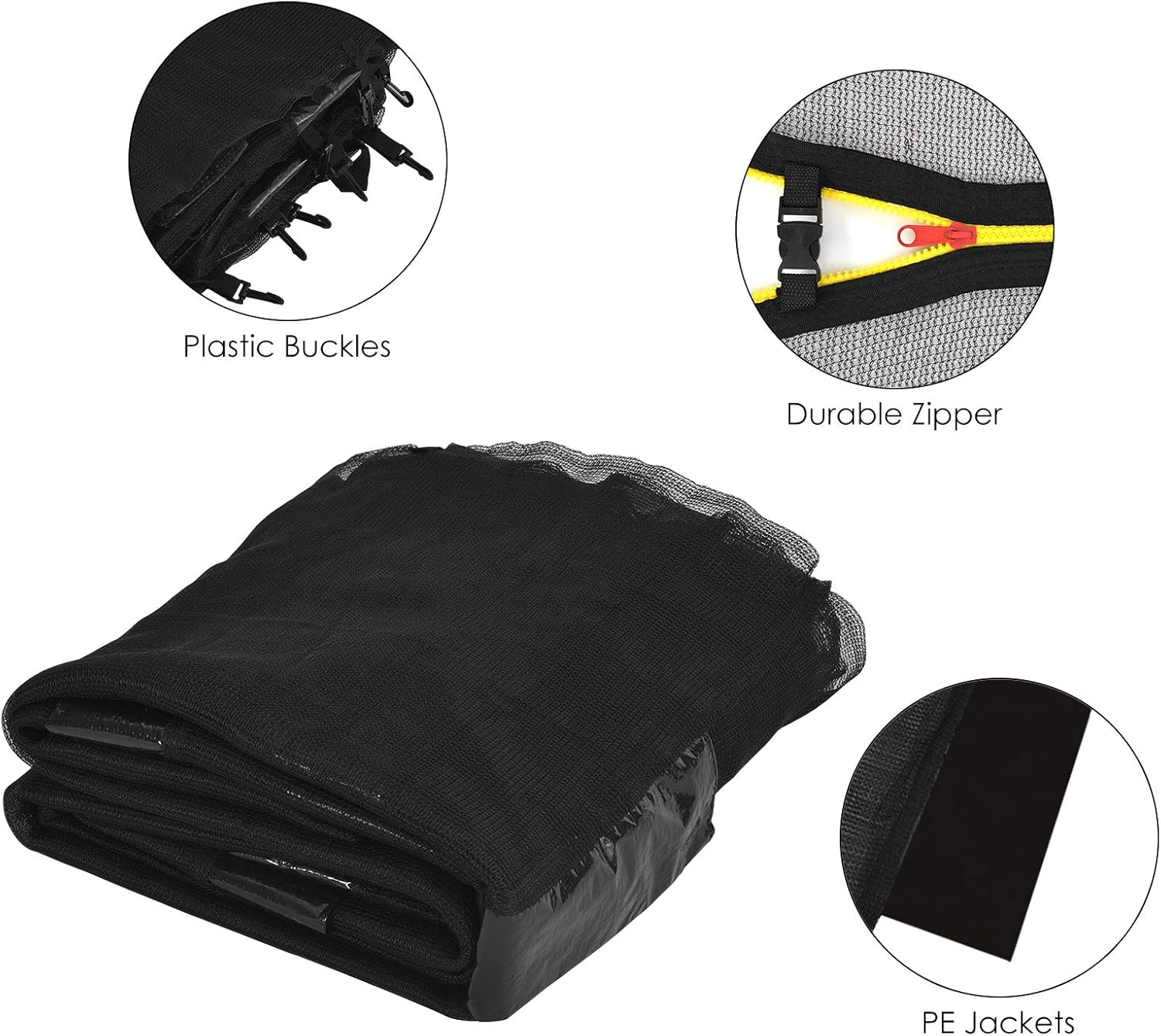 Giantex Trampoline Enclosure Net Only with Zipper & Buckle, Perfect Visibility and Tear&Weather-Resistant 12FT 14FT 15FT 16FT Trampoline Replacement Safety Enclosure Net