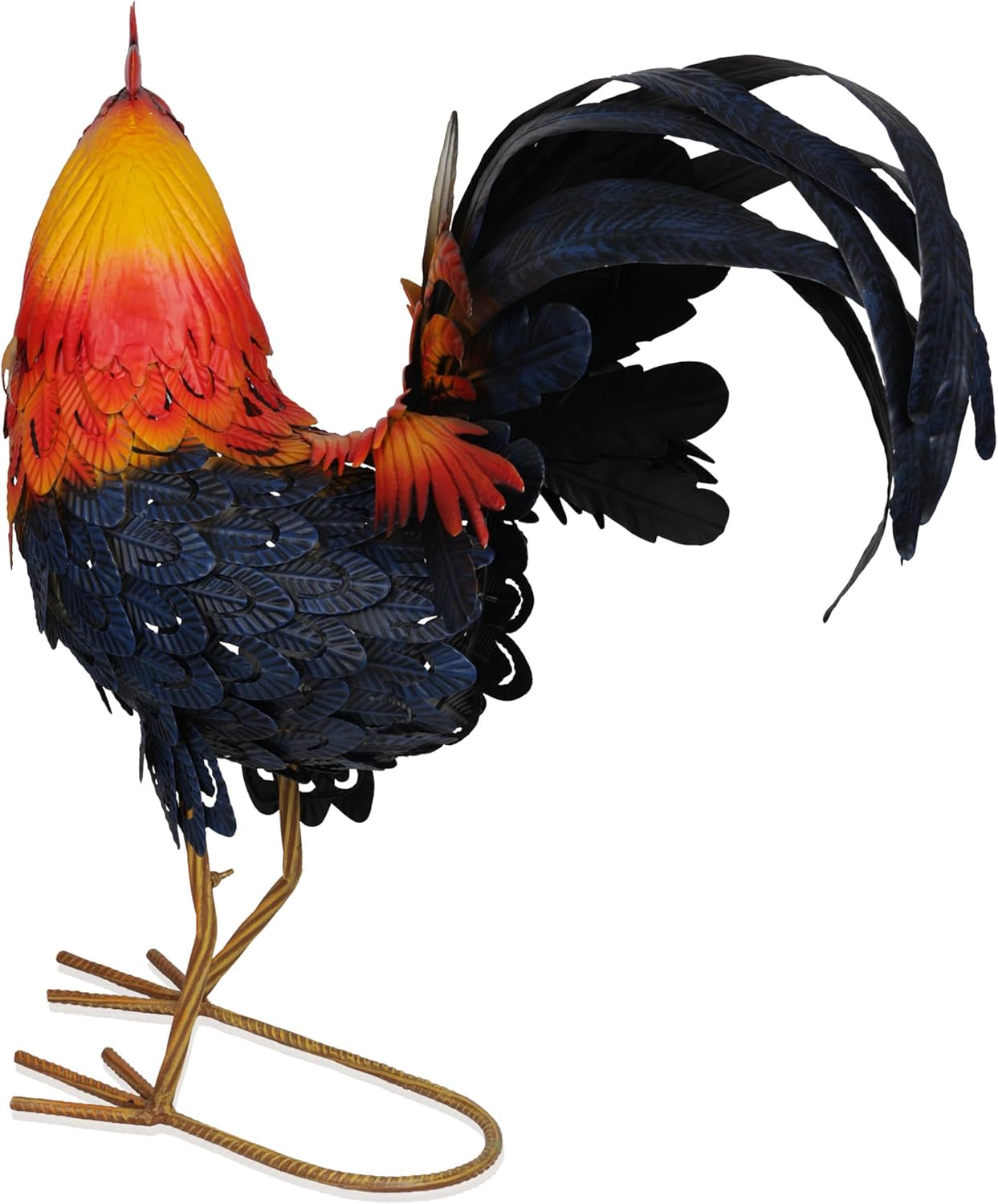 Vibrant Multicolor Steel Rooster Garden Statue, 25"