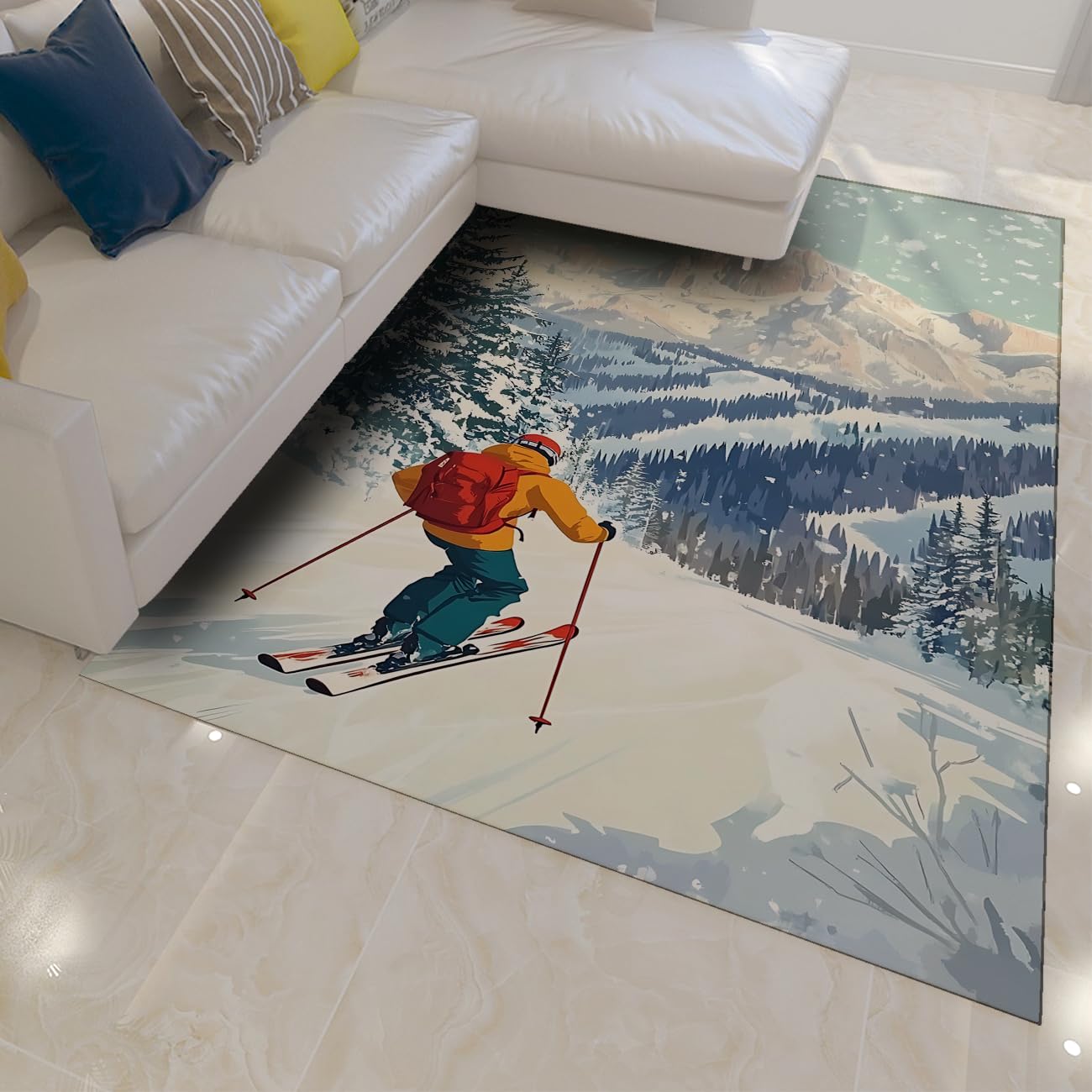 Tapis cuisine Noël fin et confortable lavable en machine grand format 140x200
