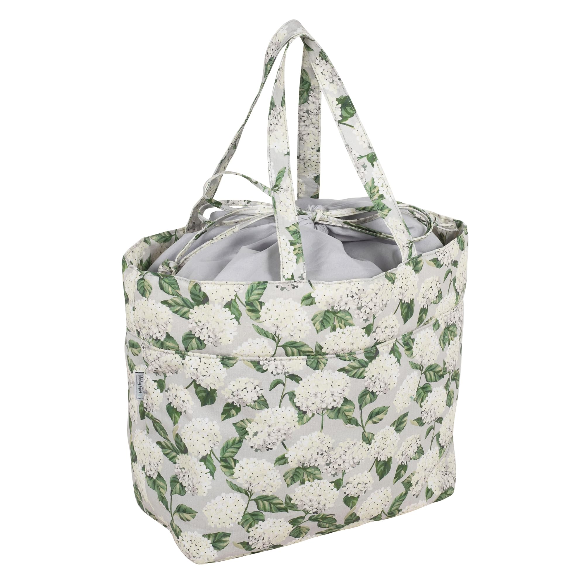 Hobby Gift Hydrangea Drawstring Craft Bag – Wool Storage Tote, Yarn Holder 100% Cotton, (D/W/H) 18 X 32 X 34Cm