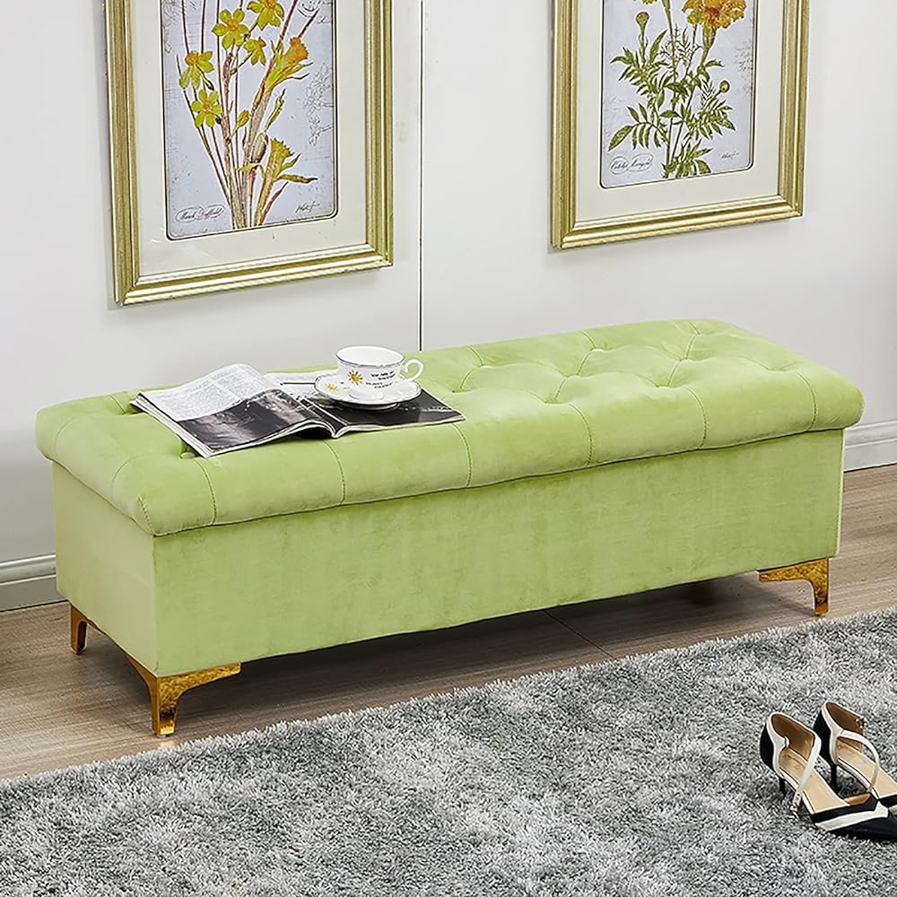 KLGFBDC Storage Ottoman Bench, Upholstered Modern Footstool for Living Room, Bedroom, Hallway - Multifunctional Shoe Bench and Storage Solution