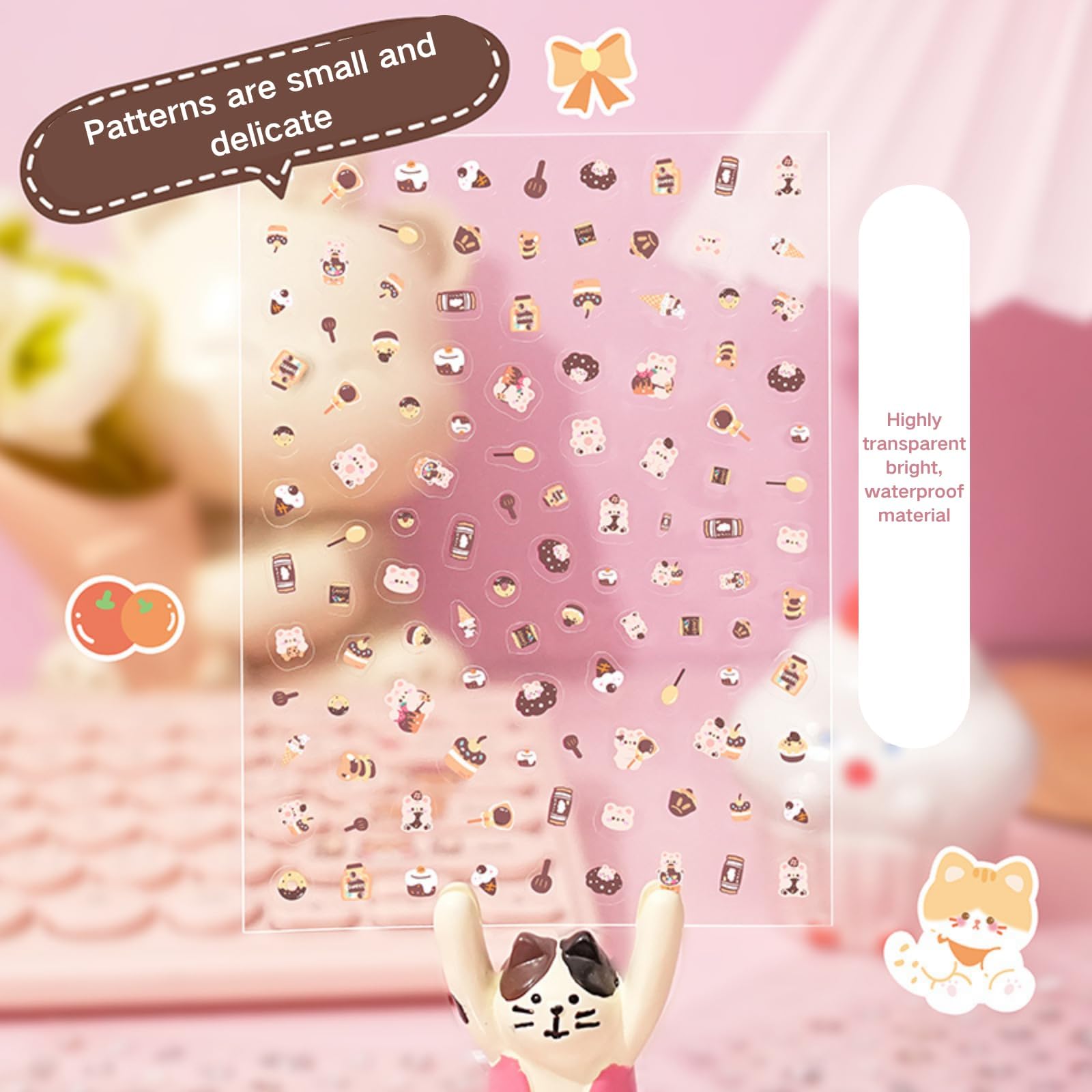5000+ Kawaii Stickers Set Cute PET Transparent Cartoon Flower Scrapbooking Clipping Supplies Decals Decorative Scrapbook Sticker for Kids Journaling DIY Arts Crafts Phone Case 30 Sheets Purple+Pink: 02-purple+pink