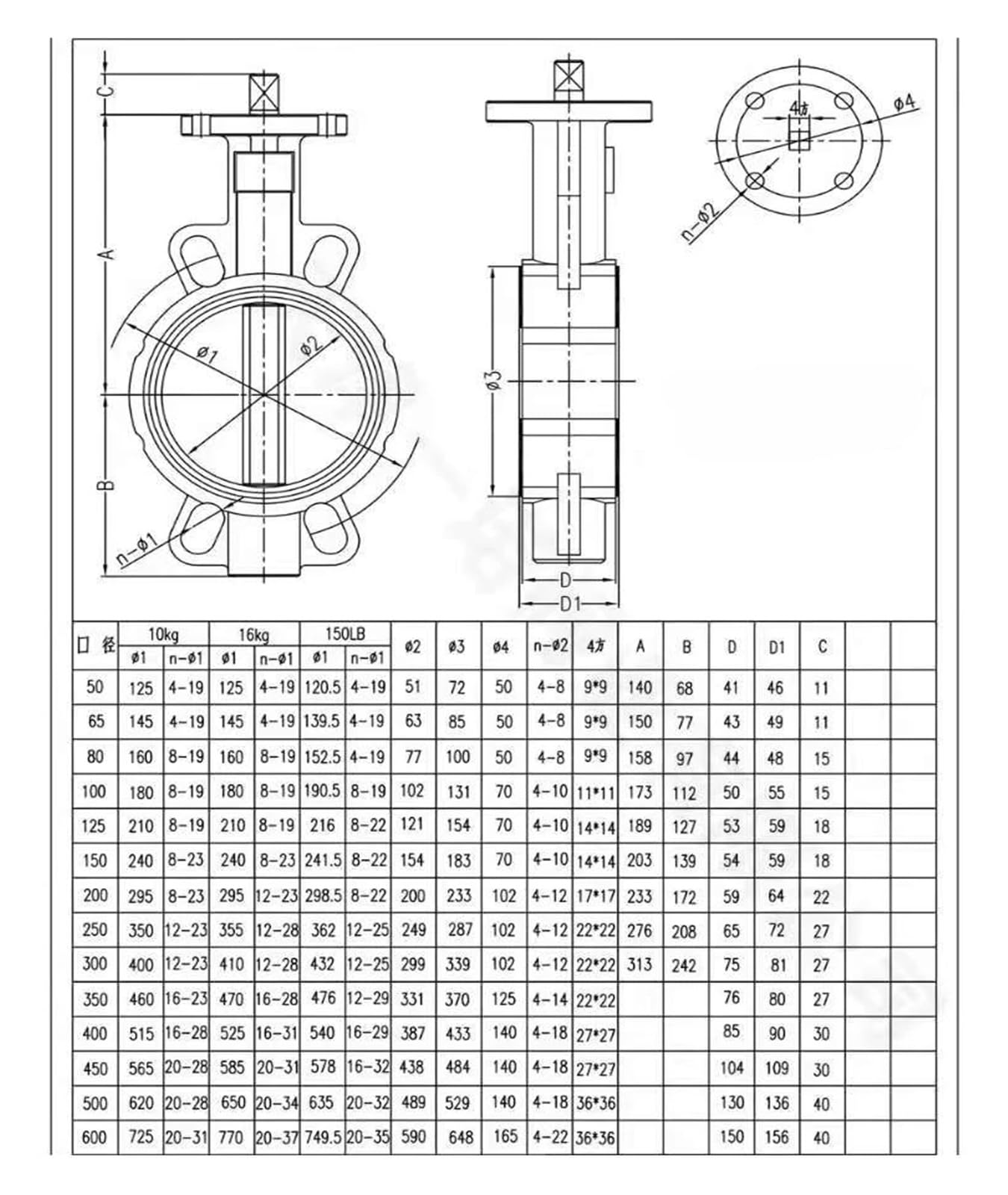 Valvola a farfalla pneumatica a doppio effetto tipo Wafer 2" DN50 con guarnizione EPDM