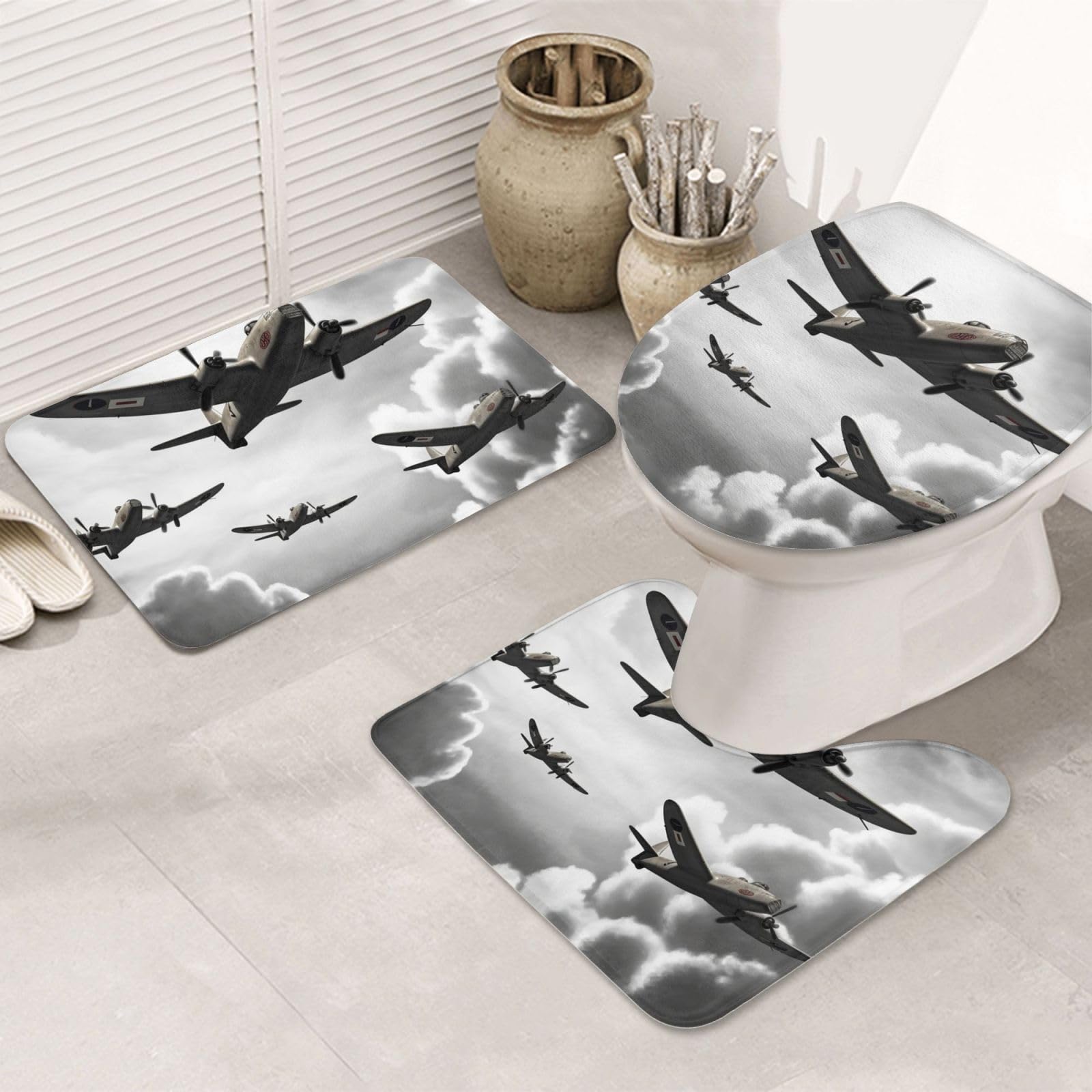 Tapis de salle de bain antidérapants lot de 3 microfibre absorbante lavable contour U