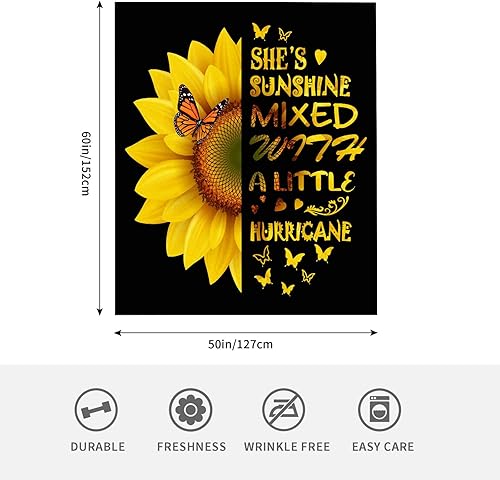 Miniatura 6 de Manta de mariposa de girasol, suave, cálida, ligera, acogedora manta de felpa para cama, sofá, oficina, decoración de 50 x 60 pulgadas, regalos para
