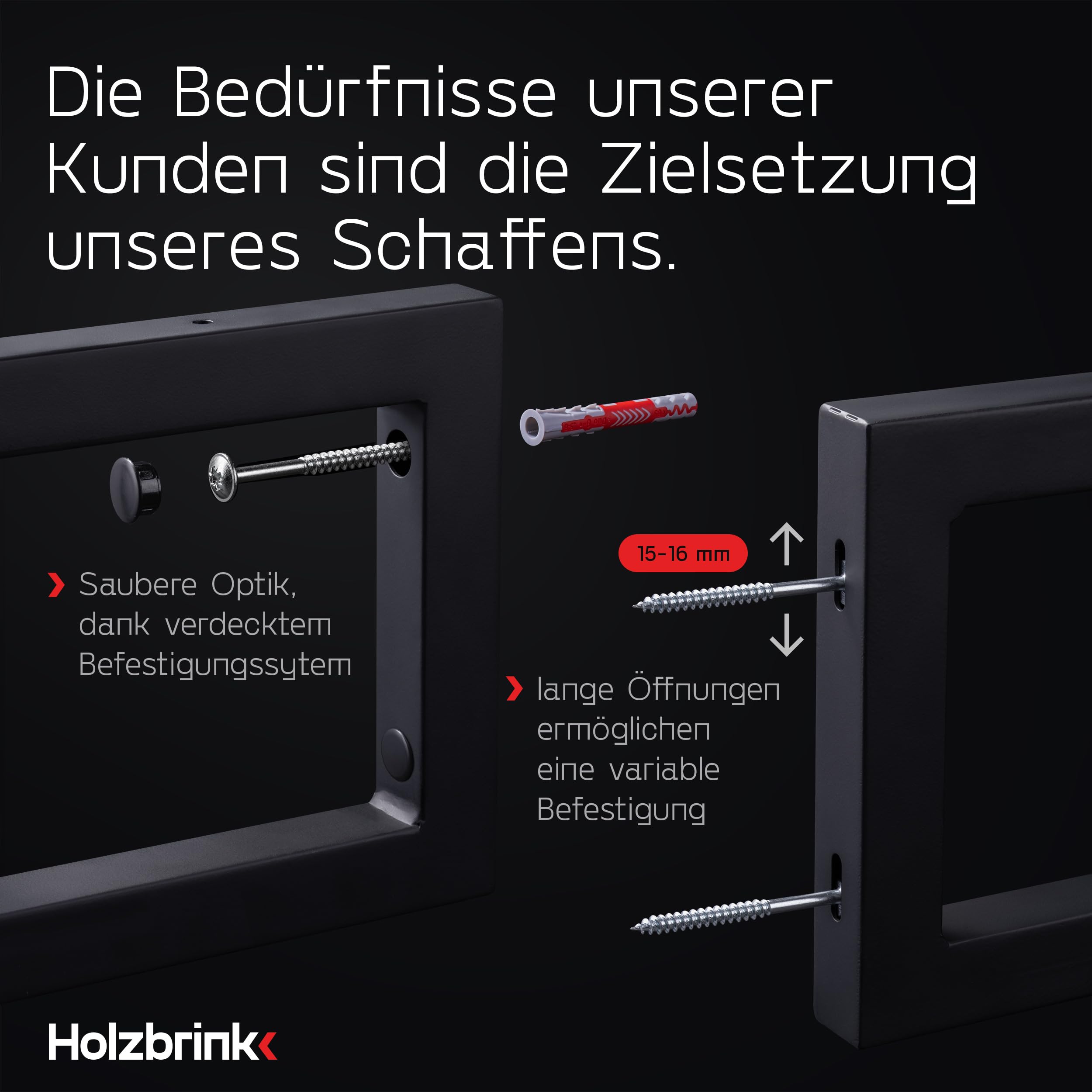 HOLZBRINK Regalhalterung Schwarz Metall 40x15 cm HLA-A (2 St.) | Waschtischhalterung, Wandkonsole für Küchenregal, Schwerlastkonsole für TV-Regal