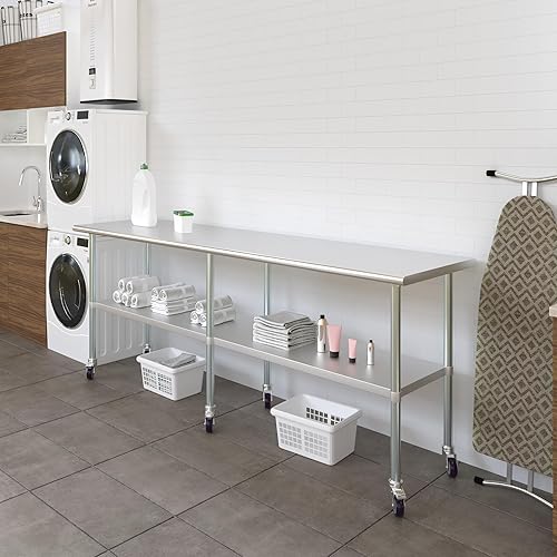 Miniatura 24 de AmGood Mesa de trabajo de acero inoxidable con ruedas Estación de trabajo