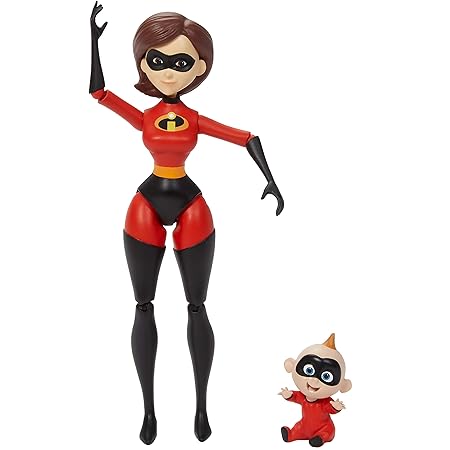 Amazon Com Disney Pixar The Incredibles Elastigirl Action Figure With Jack Jack Movie Character Toys 6 6 In 2 2 In Tall Highly Posable With Authentic Super Suits Kids Gift For Ages 3 Years Old Up
