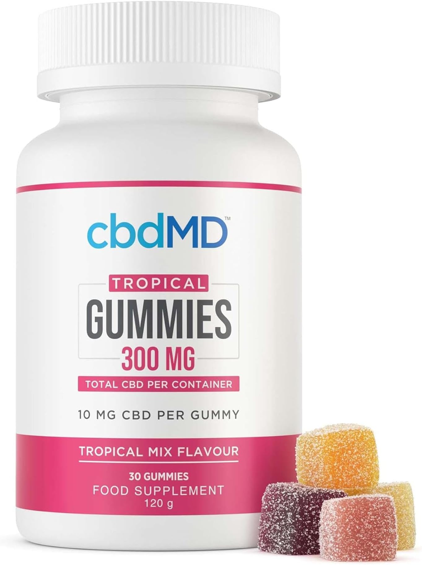 Tropical Gummies 300mg - CBD Gummies, Mild Strength Gummy for Smooth Relaxation, Infused with Broad-Spectrum Hemp Extract, No THC, Tropical Mix Flavour, 30 Count