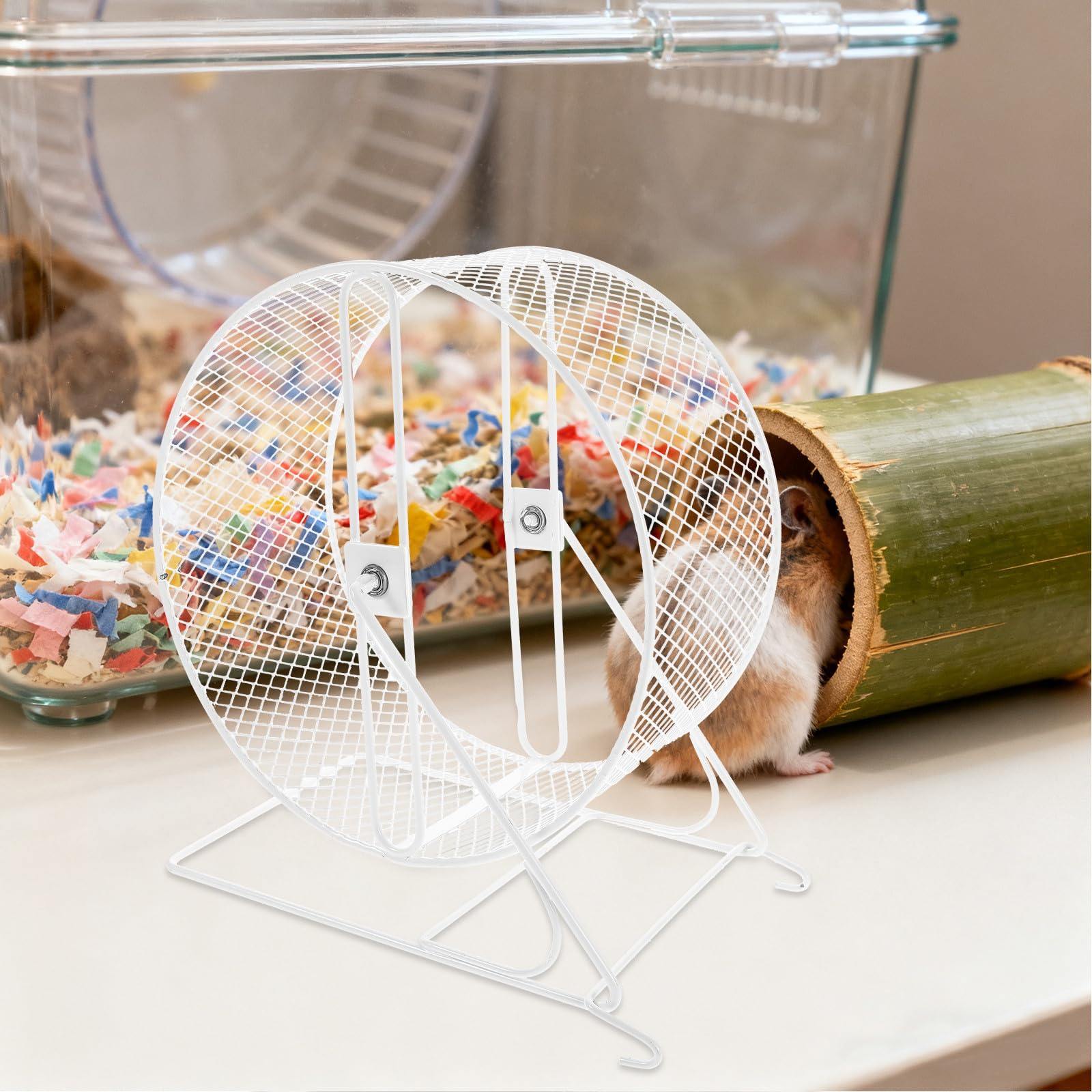 Veemoon Roue d'exercice Silencieuse en Fer Blanc pour Chinchilla et Petits Animaux, Facile à Entretenir, Hamster pour Cage et Activité Quotidienne