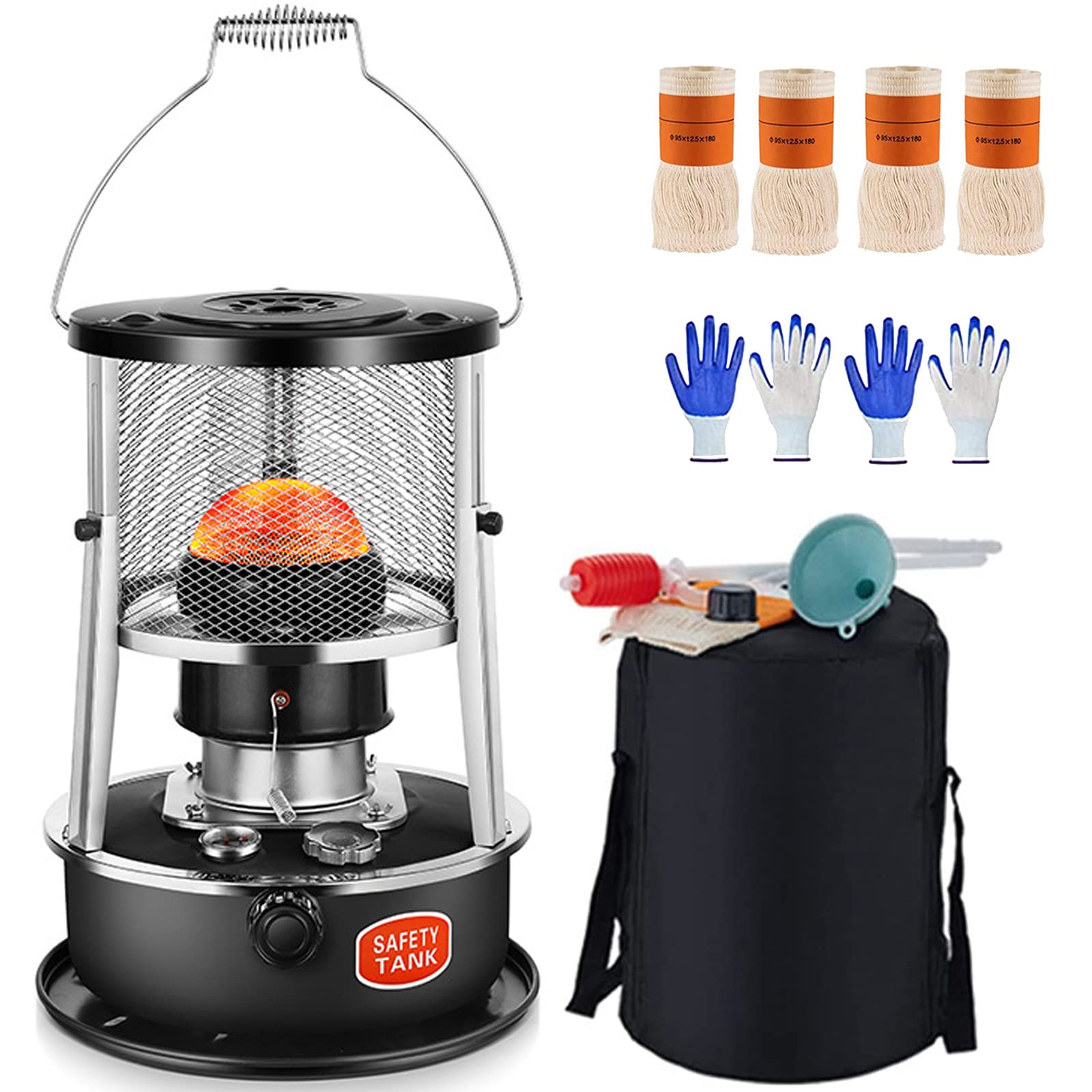 Amazon.com: ZYLEDW Kerosene Stove Heater for Outdoor Camping with 4 Cotton  Core, Lightweight Portable Efficient Camping Stove Oil Heater for Ice  Fishing Backpack Hiking Hunting - 4.5L (Color : Black) : Home u0026 Kitchen