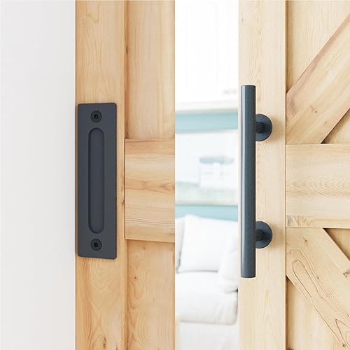 Vista 30 de SMARTSTANDARD Kit de herrajes para puerta corrediza de granero resistente de 7.5 pies, color negro