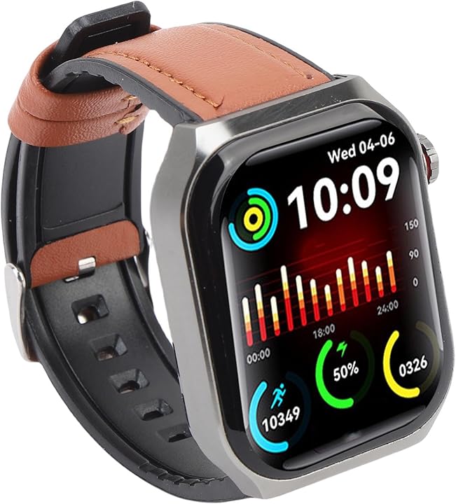 Bewinner Kadın Erkekler İçin Akıllı Saatler, Deri Kayışlı 2.1 inç LCD Touchscreen Akıllı Saat, 52 Spor Modu, IP67, Uyku Takibi, SOS'u Arayın