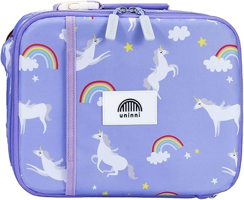 uninni Lonchera aislada de unicornio para niños a partir de 3 años con almacenamiento resistente a fugas, bolsillo de malla, divisor extraíble para