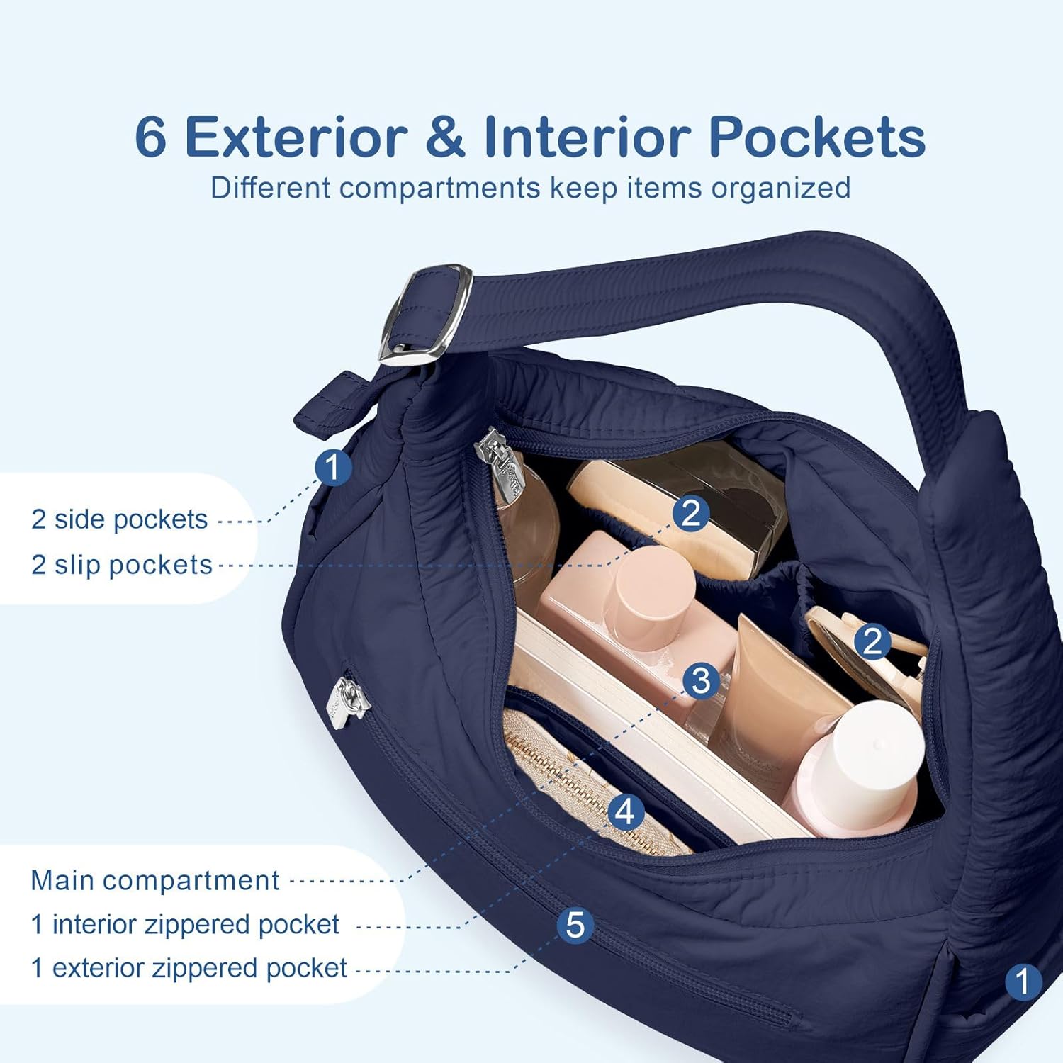 TOPDesign Quilted Puffer Shoulder Bag for Women, Trendy Lightweight Hobo Crescent Bag with Adjustable Strap - Image 7