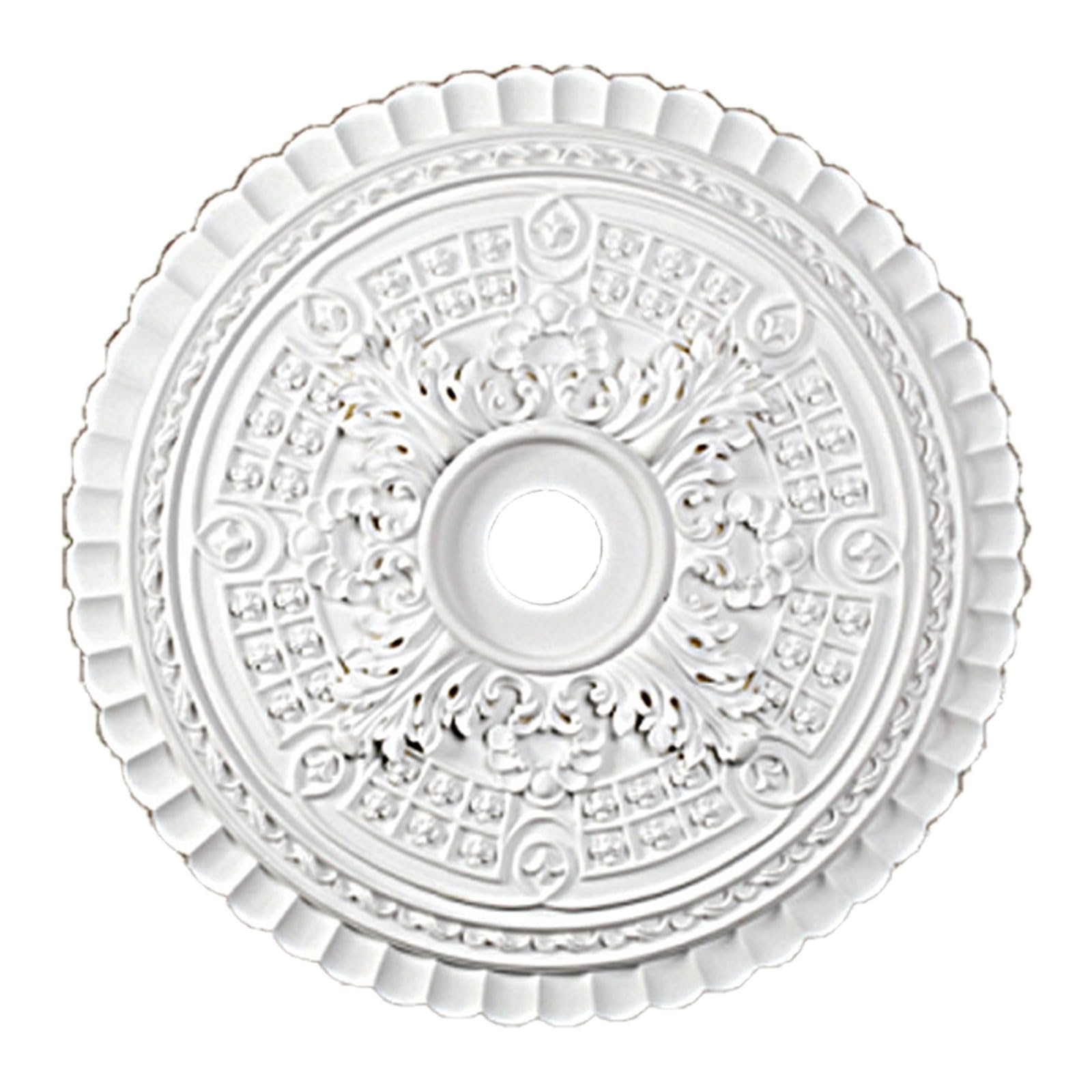 White Round PU Ceiling Medallion Multiple Sizes(White J,60cm)