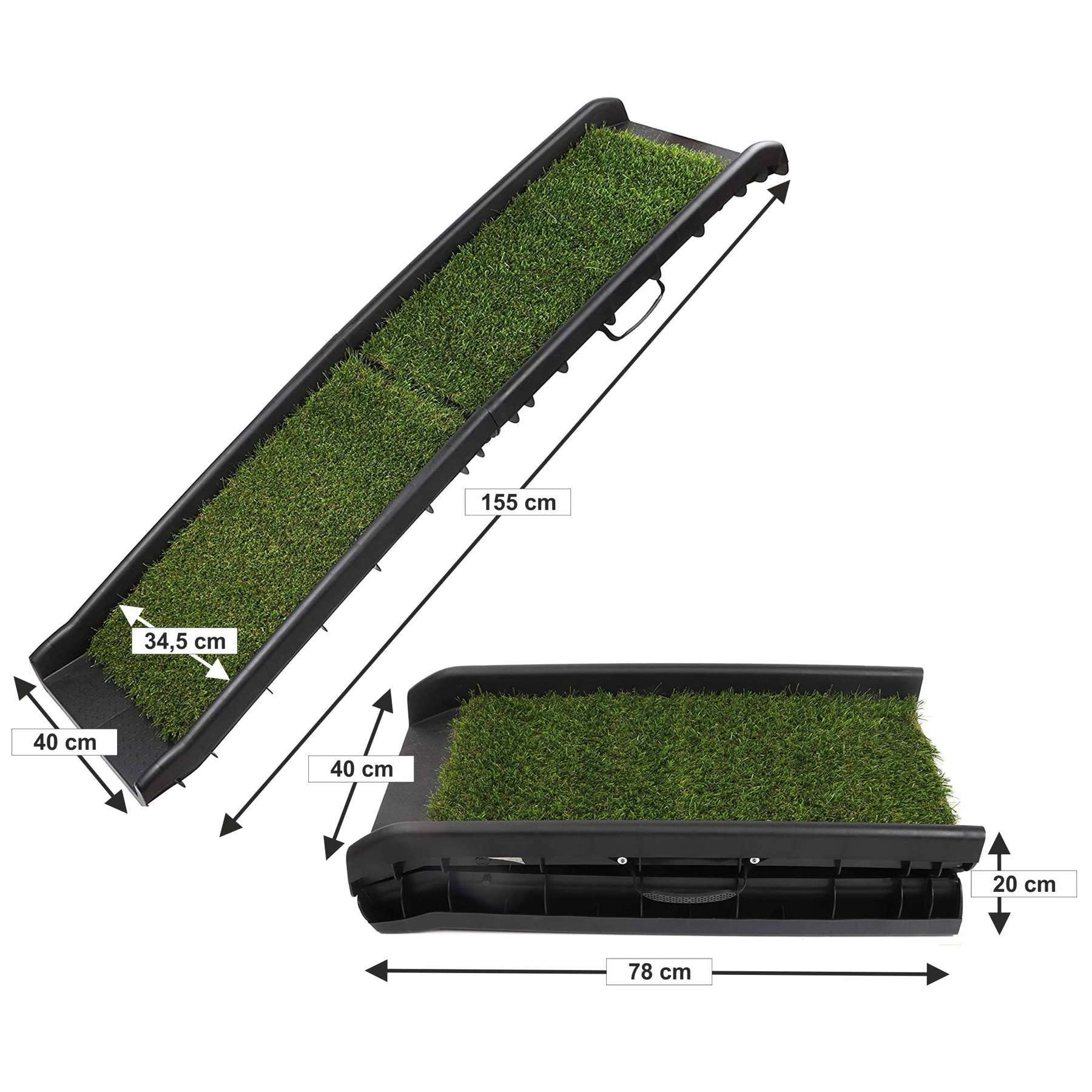 PETGARD Atlanta Deluxe Hunderampe Einstiegshilfe Hundetreppe Schwarz 155 x 40 x 14 cm Kunststoff