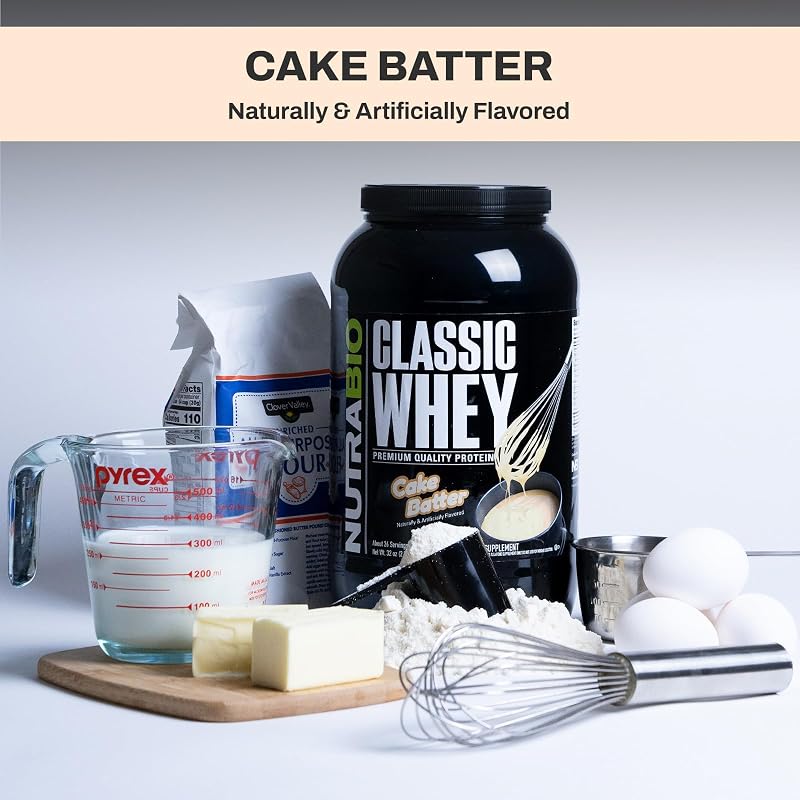 NutraBio Classic Whey Protein Powder- 25G Protein Per Scoop - Full-Spectrum Amino Acid Profile - No Fillers, Artificial Colors, Preservatives - Low Glycemic Index - (Cake Batter, 2 Pounds) image 5