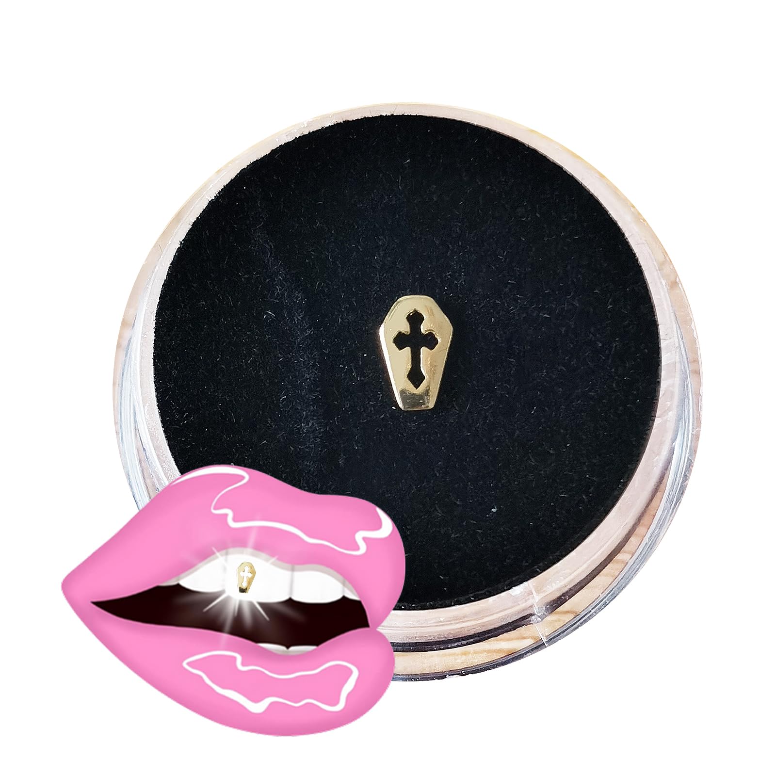 Chamon 8K Solid Gold Shield Tooth Gems - Luxury Real Gold Gem Art, Cosplay Party Salon Aesthetic Smile Decoration