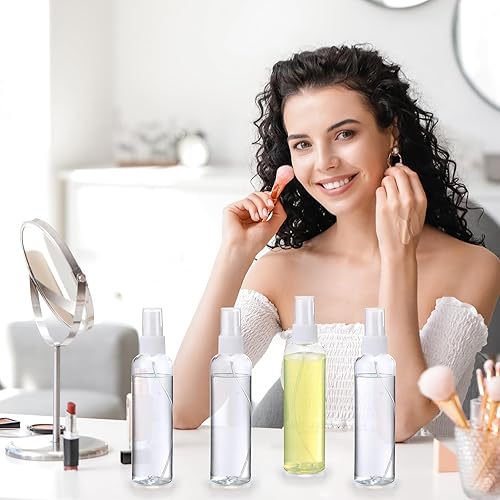 Miniatura 7 de Tanlade 100 botellas vacías de 8 onzas con tapa de pulverización, botellas de nebulización de plástico transparente rellenables, botella de niebla