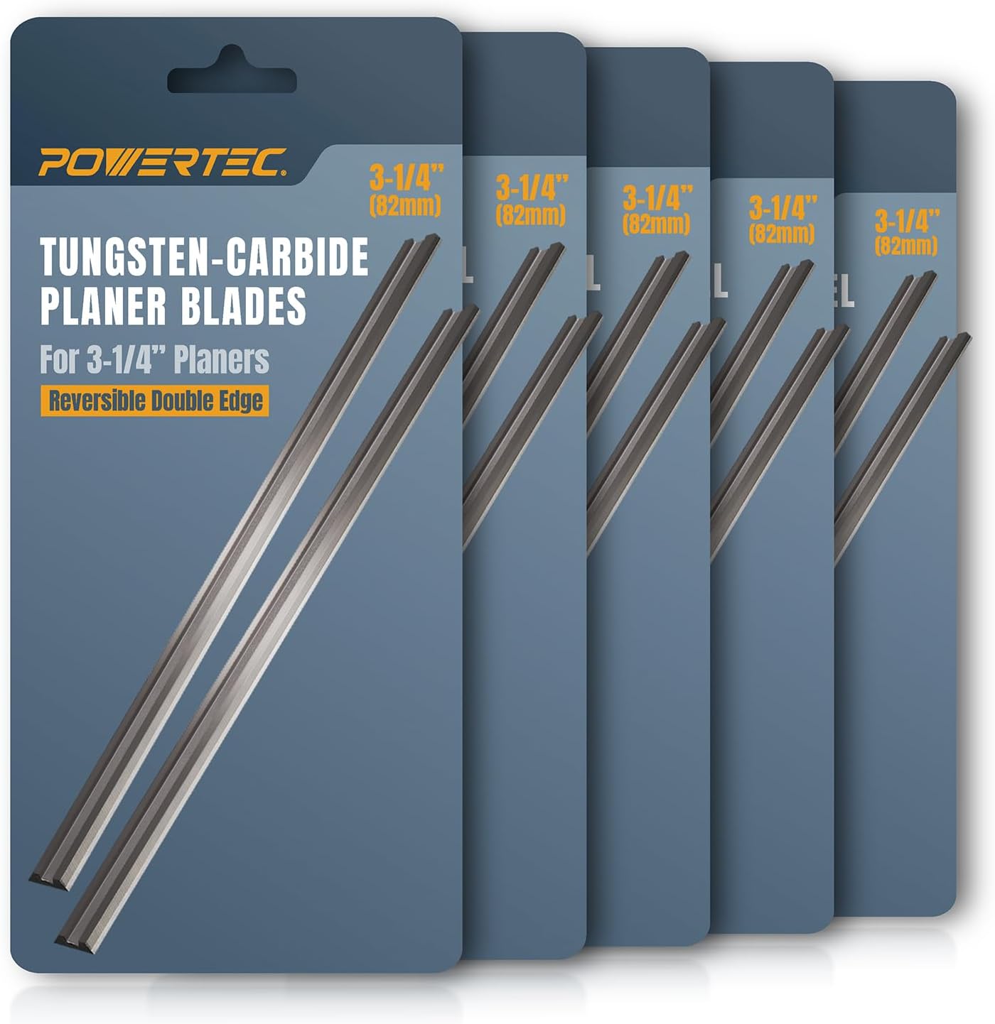POWERTEC 3-1/4" Tungsten Carbide Planer Blades 10 PK for WEN 6530, DeWalt DCP580B, PORTER-CABLE PC70THP, RYOBI P611, BOSCH PK2632K, Makita XPK01Z Hand Planer, Replacement TCT Electric Planer Blades