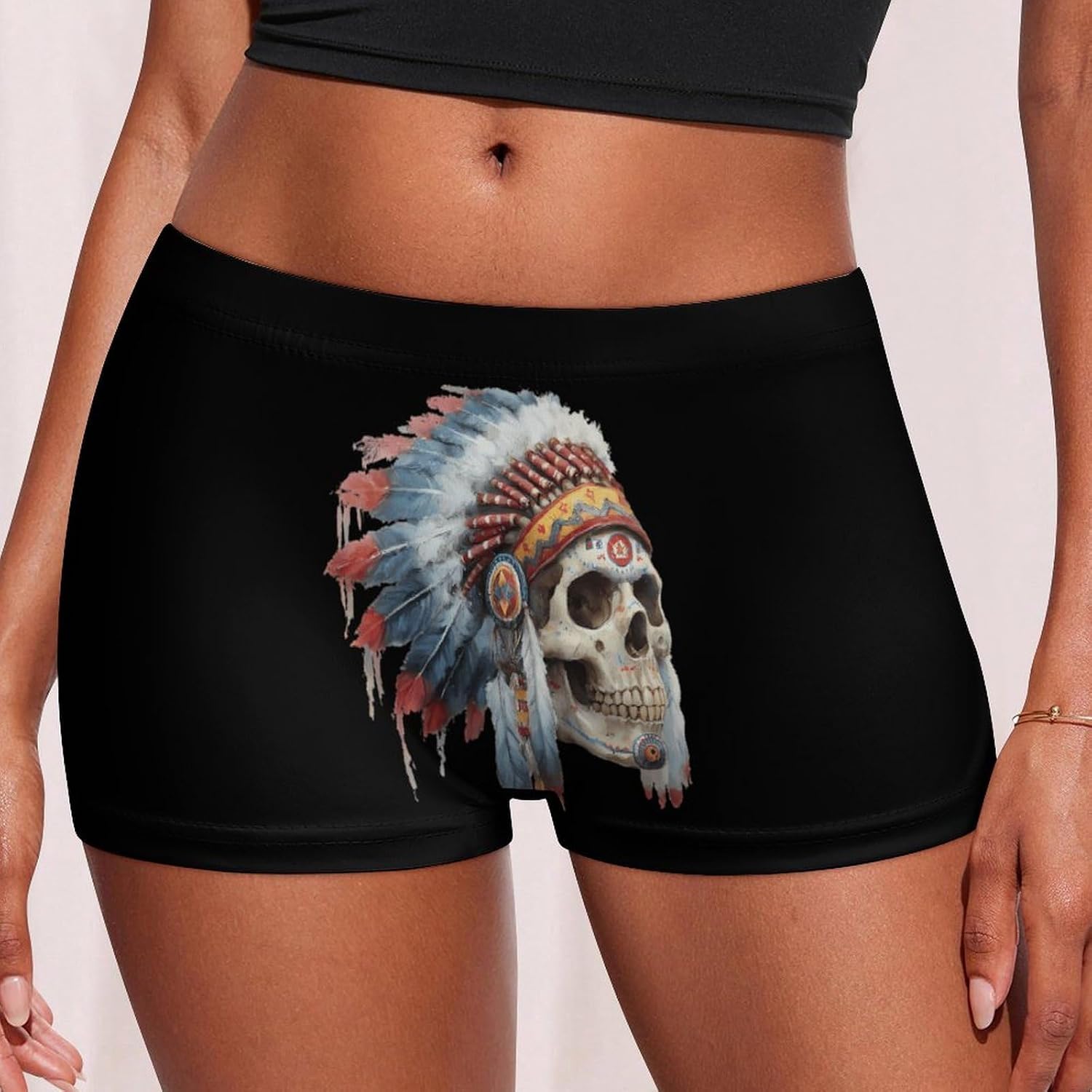 Indian Skull Funny Women's Boxer Briefs Breathable Underpants Trunks Stretch Underwear