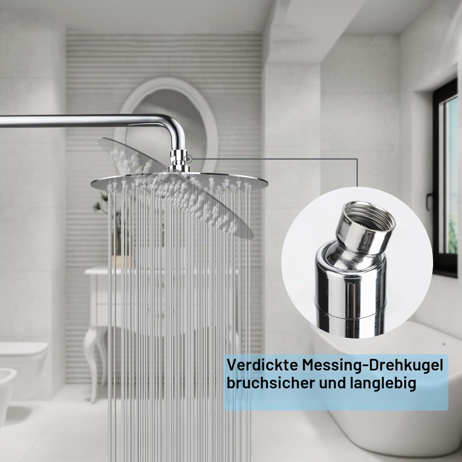 Regenduschkopf, Katezon Hochdruck-Regenduschkopf aus Edelstahl, Badezimmer-Wasserfalldusche, universelle Wand- und Deckenmontage (20cm, Chromoberfläche)