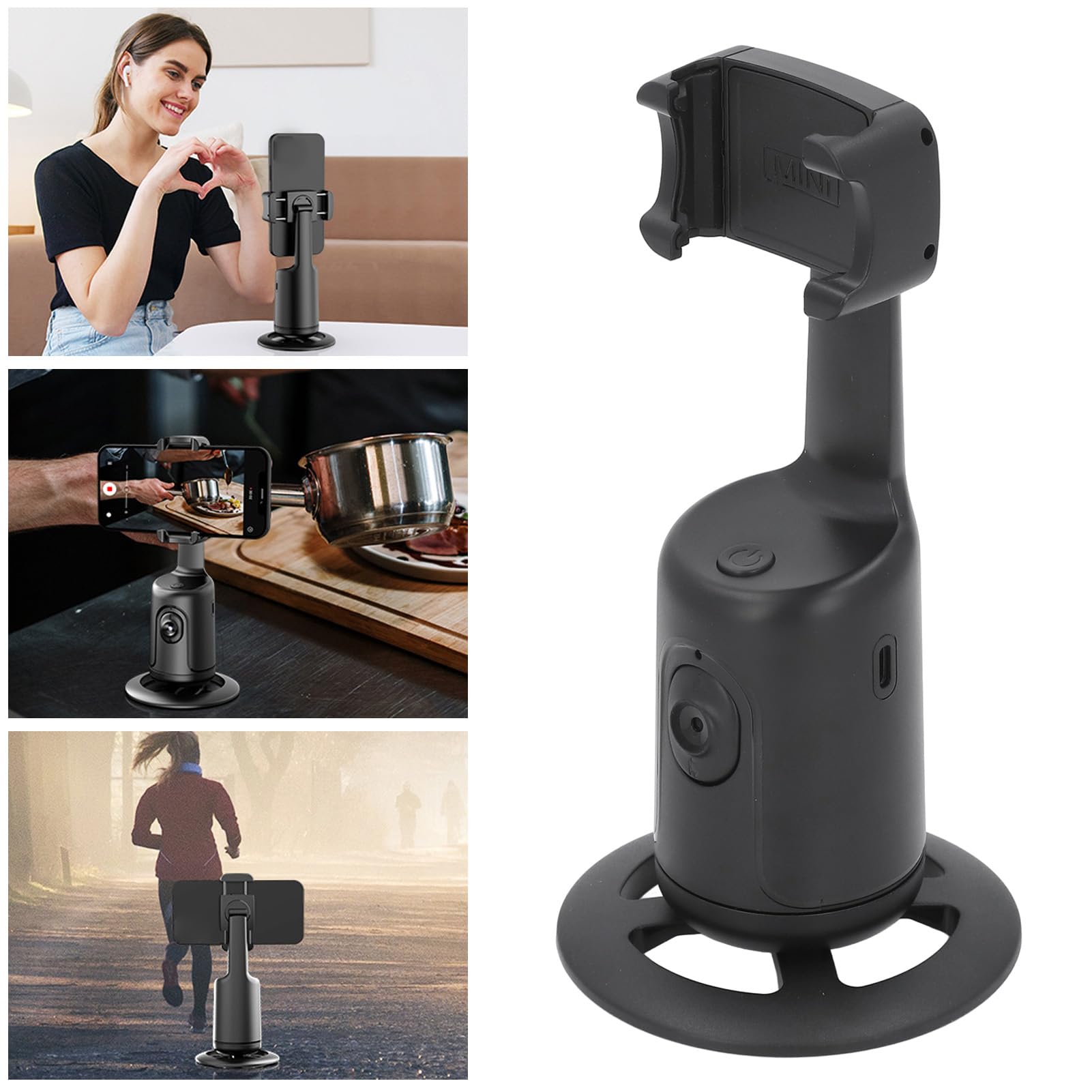 Soporte para teléfono de seguimiento facial automático, rotación de 360°, trípode de seguimiento de teléfono, soporte de cámara inteligente, control de gestos, para transmisión de video en vivo