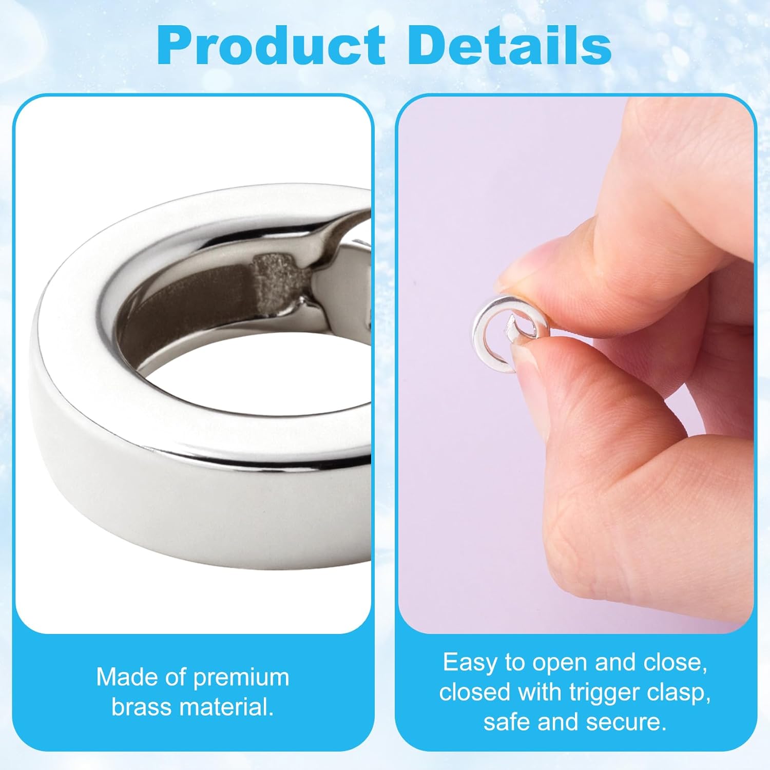 2pcs Sterling Silver Round Clasp Hypoallergenic Tiny Necklace Shortener Enhancer Carabiner Snap Lobster Clip Spring Wedding Ring Connector for Women Bracelet Jewelry Making - 0.38 in - Image 3