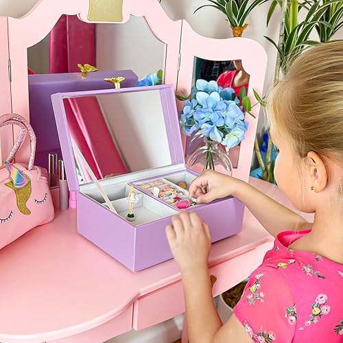 Miniatura 4 de Joyero musical para niñas con bailarina giratoria, almacenamiento de cajas de joyería para niños, caja de música de bailarina, regalo para niña