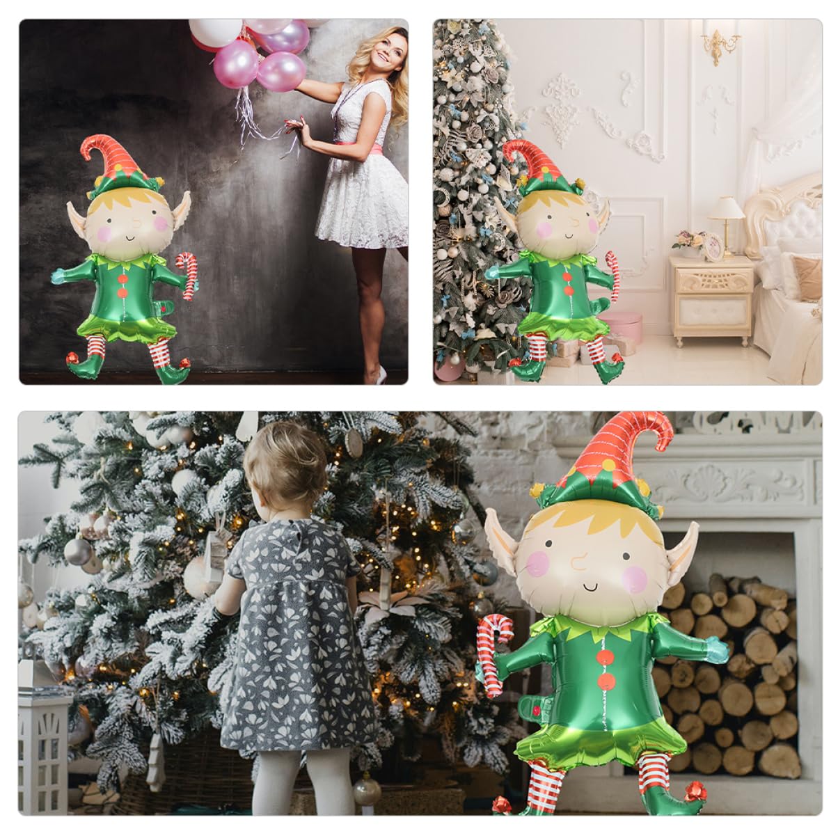 Amosfun 50pièces Ballons Aluminium pour Décorations de Noël Accessoires de Fête et Photo Ballons Décoratifs de Noël pour Fêtes et Occasions Spéciales