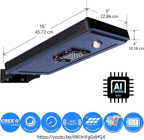 Miniatura 3 de Energía solar del anochecer al amanecer de aluminio negro al aire libre integrado LED AI-SSmart Sensing 1600 lúmenes CREE Area Path Luz de