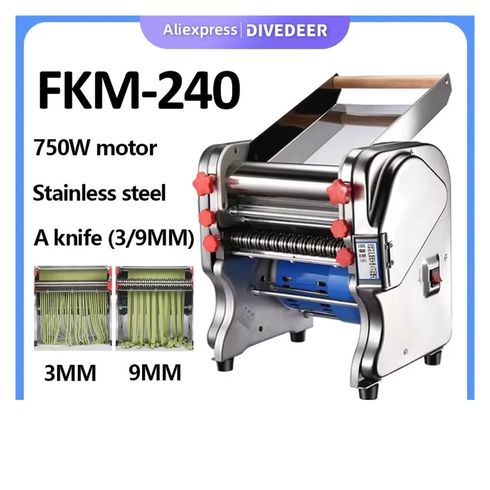 Sfogliatrice Elettrica Da 750 W For Uso Domestico/commerciale, Macchina For La Produzione Di Pasta In Acciaio Inossidabile, Rullo Pressatore For Facile Da Usare E Da Pulire