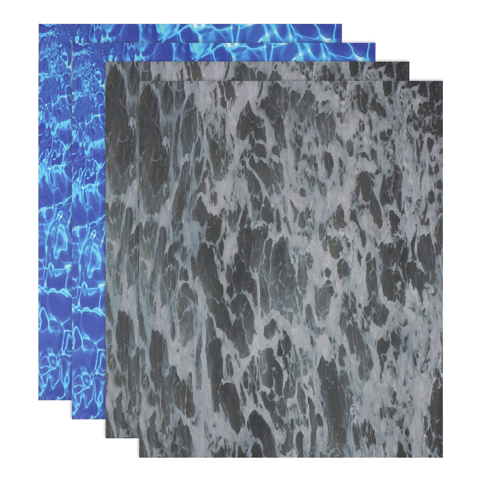 sourcing map 4 Pcs Ripple Water Sticker, Self Adhesive Artificial Water Wave Effect Sticker 11.69"x8.27" Dollhouse Wallpaper Sheets for DIY Dollhouse, Miniature Landscape, Dark Blue,Dark Green