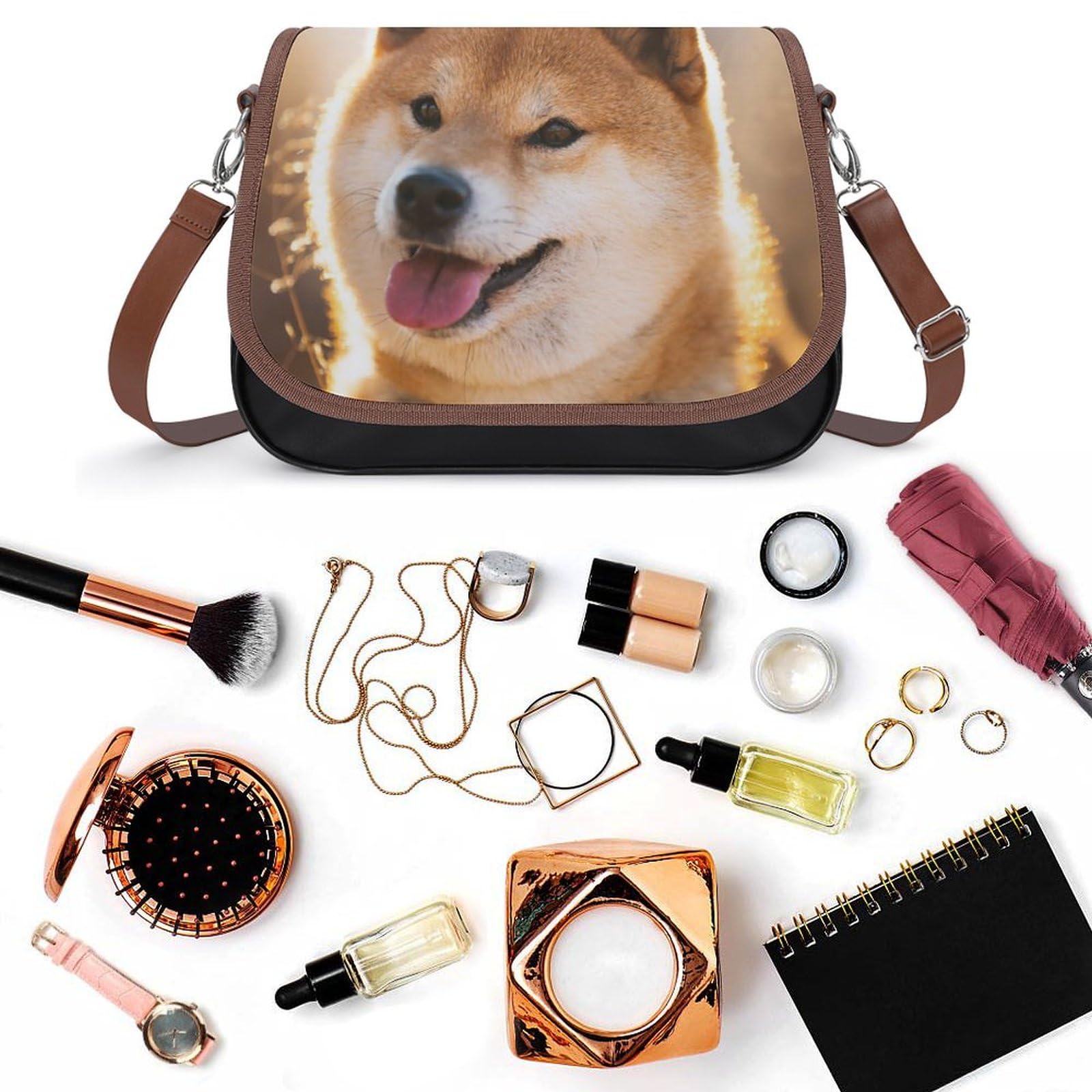 Amazon.co.jp: 柴犬 犬柄 萌え かわいい ショルダーバッグ PUレザー