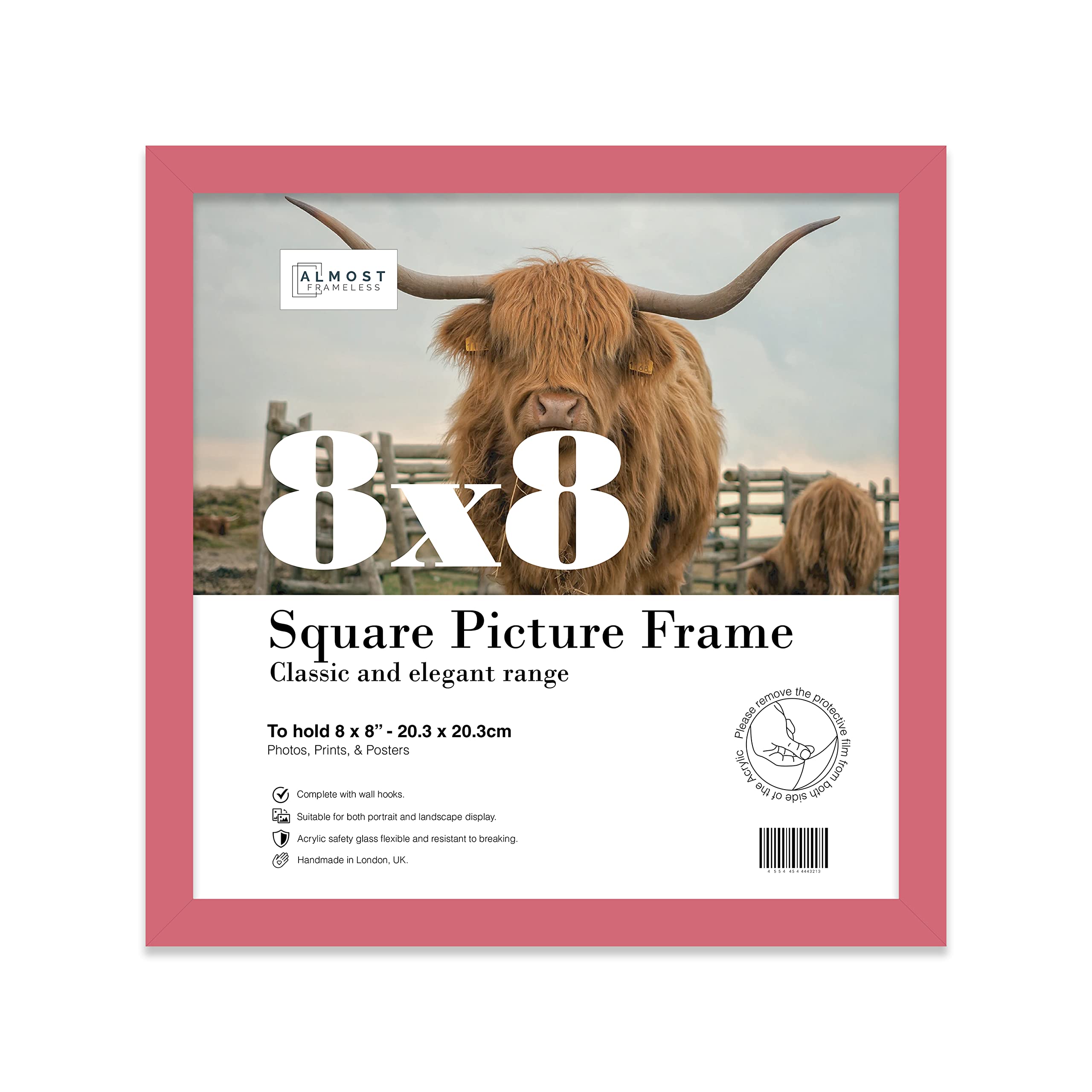 8X8 Pink Picture Frame (20.3 X 20.3Cm) PosterPhotoArtworkGallery Wall Or Print from B&Q