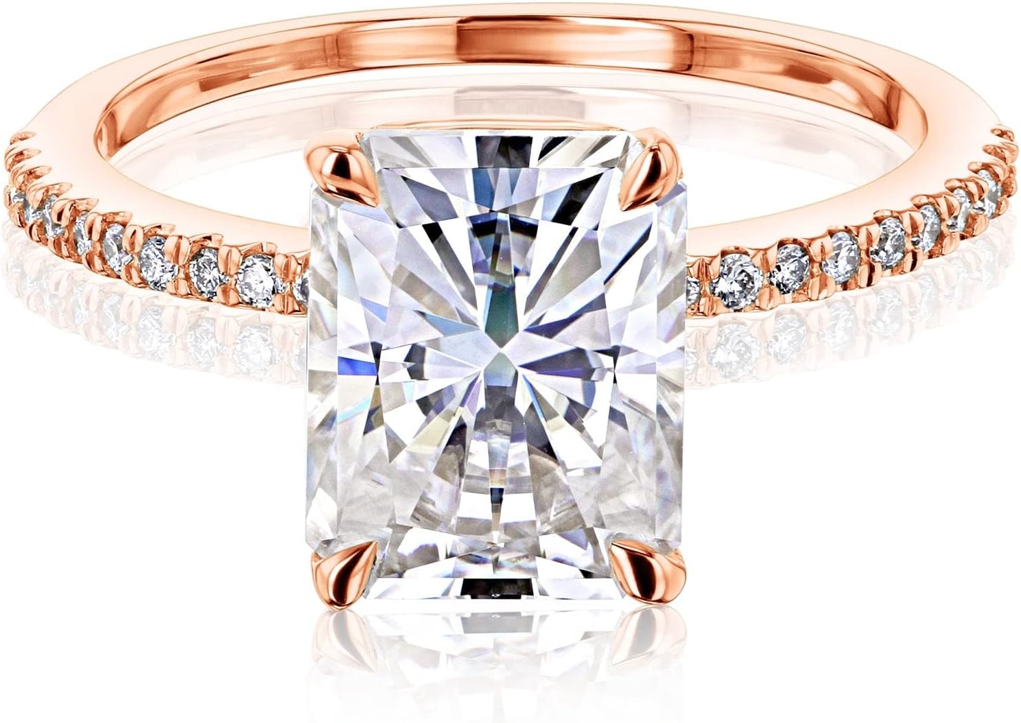 Kobelli Radiant Moissanite (GH/VS) Lab Diamond Petite Engagement Ring 14K Gold