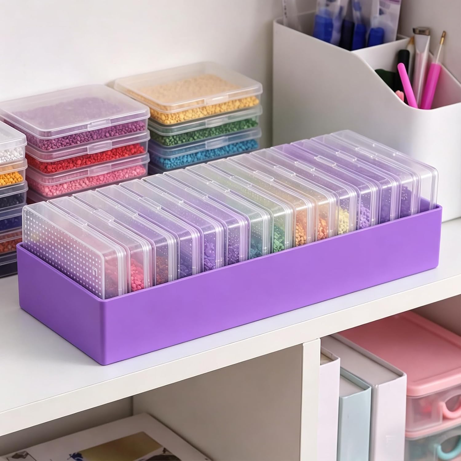 Portable Craft Storage Container with 15pcs Small Container Case image 2