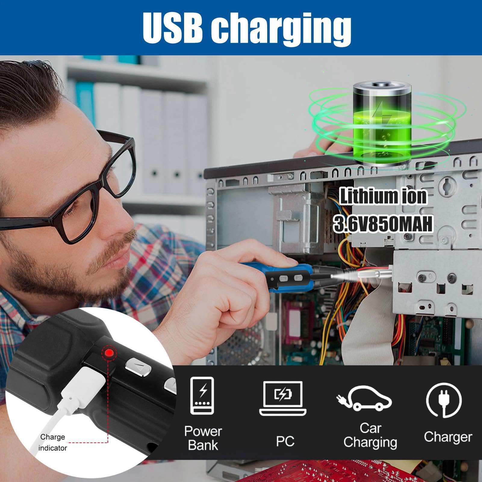 Zestaw wkrętaków elektrycznych, przenośna wiertarka 3,6 V, 2 Nm, zestaw wkrętaków akumulatorowych z 10 bitami, do tabletów, laptopów, elektroniki, mebli, urządzeń domowych, zegarków, napraw
