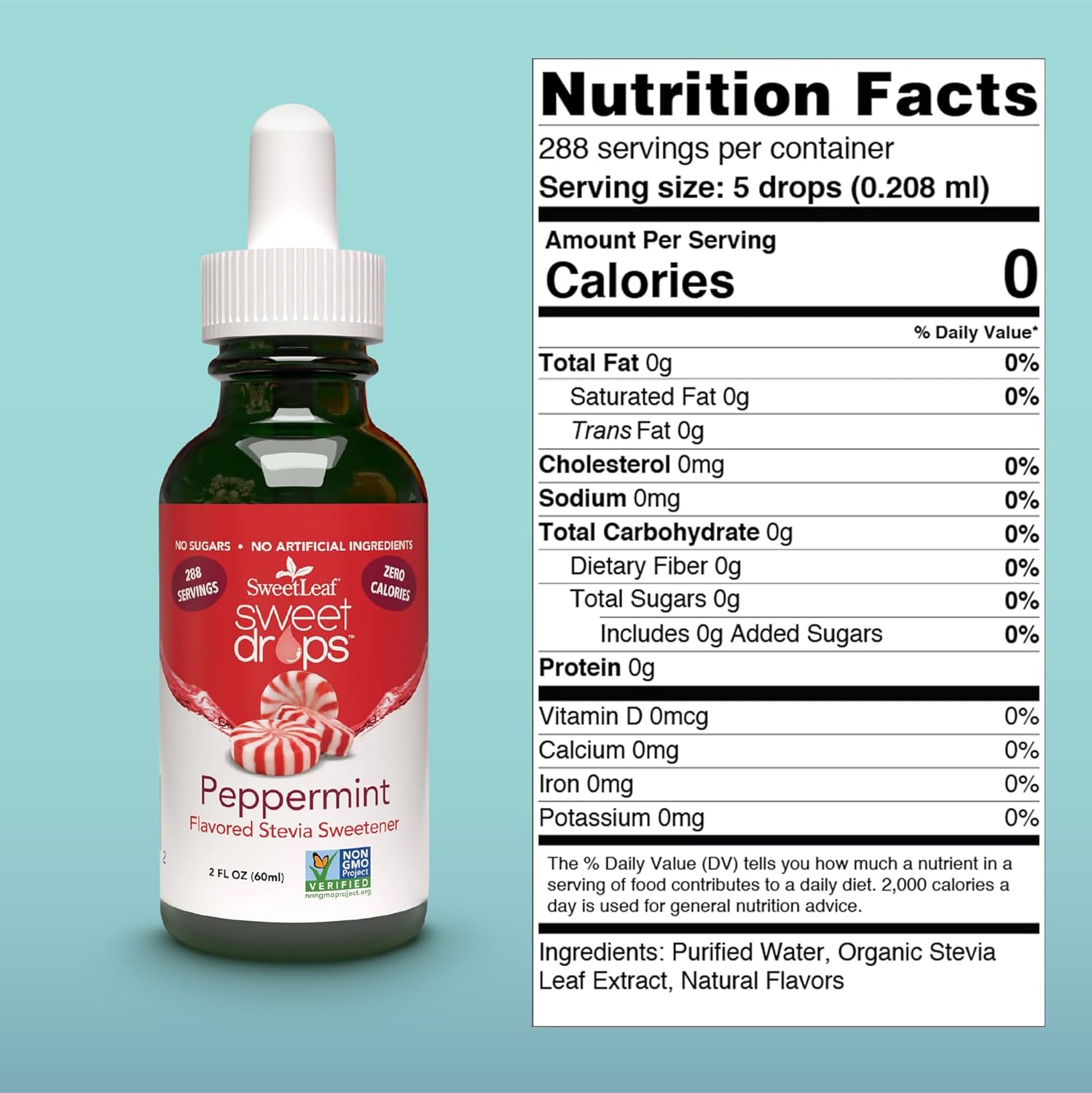 SweetLeaf Sweet Drops, Liquid Stevia Sweetener, Peppermint, Zero Calories, All Natural, 2 Oz (Pack of 3)