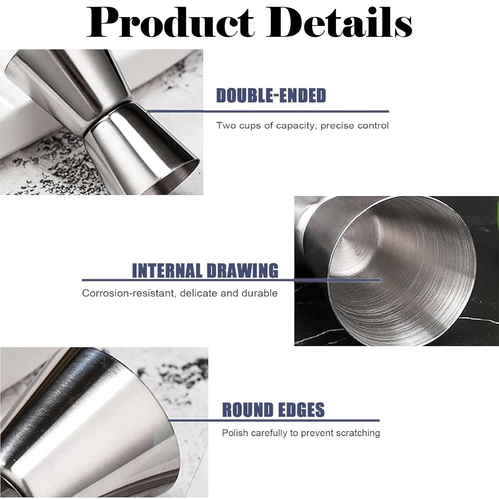 Spirit Measure, 2 Pcs Stainless Shot Measures for Spirits 15/30ml & 25/50ml Shot Measure - Image 3