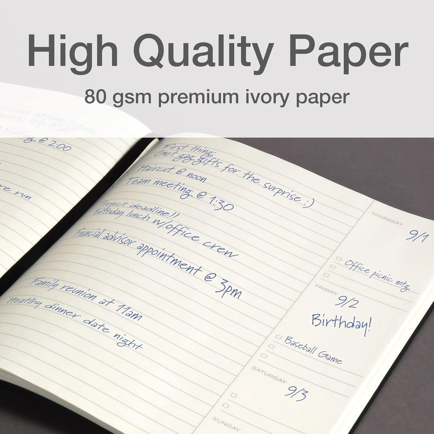 Oxford Weekly Planner, Undated Planner, Daily Gratitude Journal, Mon-Sun, 52 Weeks, 1 Year, Black Softcover, Premium Ivory Paper, 7.5" x 10" (90991) image 5