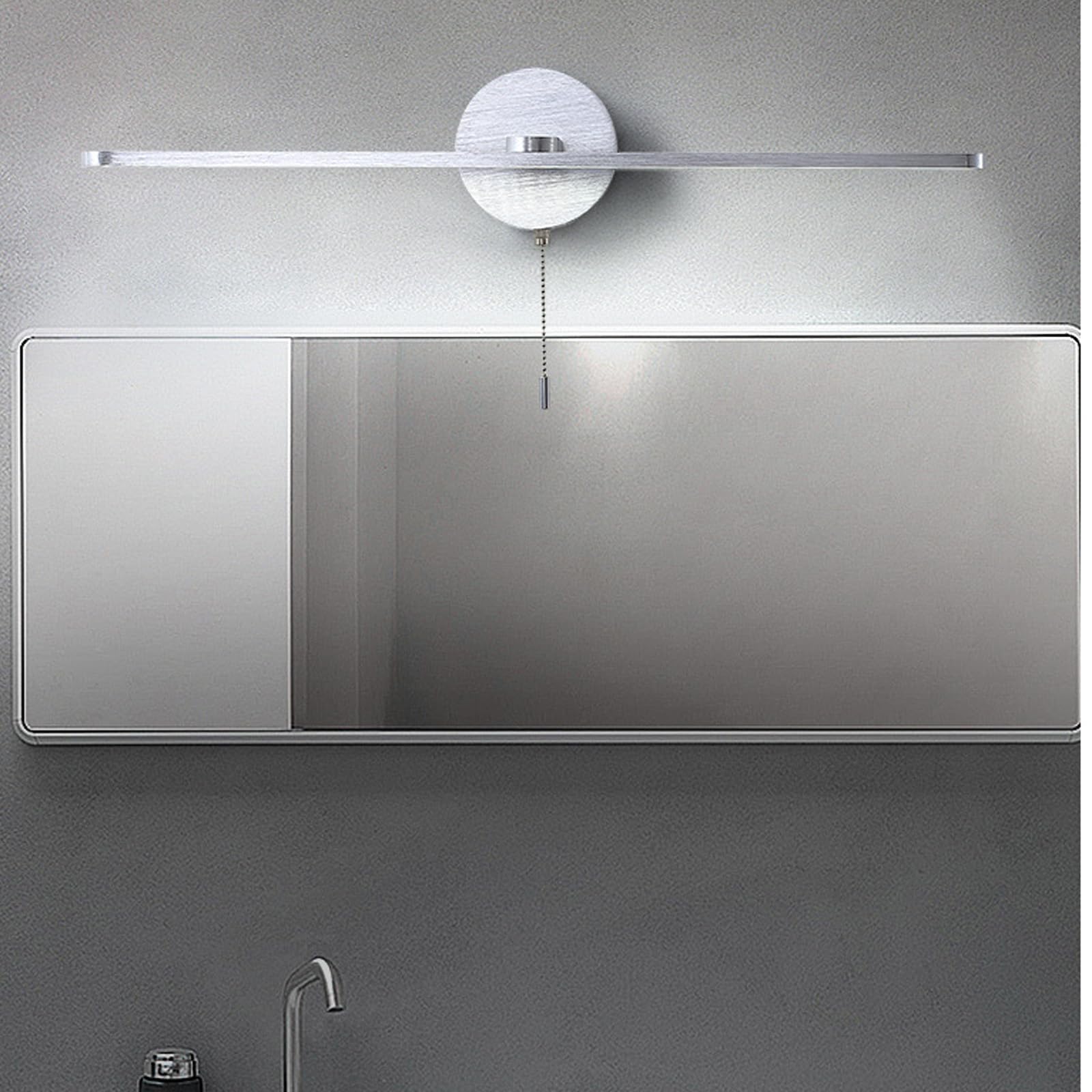 LED Wandlampe Spiegelleuchte Bad Wandleuchte Indoor mit Zugschalter Wandbeleuchtung Modern Badezimmer Wandleuchten Wasserdichte Aluminium für Schlafzimmer Wohnzimmer Flur (Silbrig,Warmes Licht)