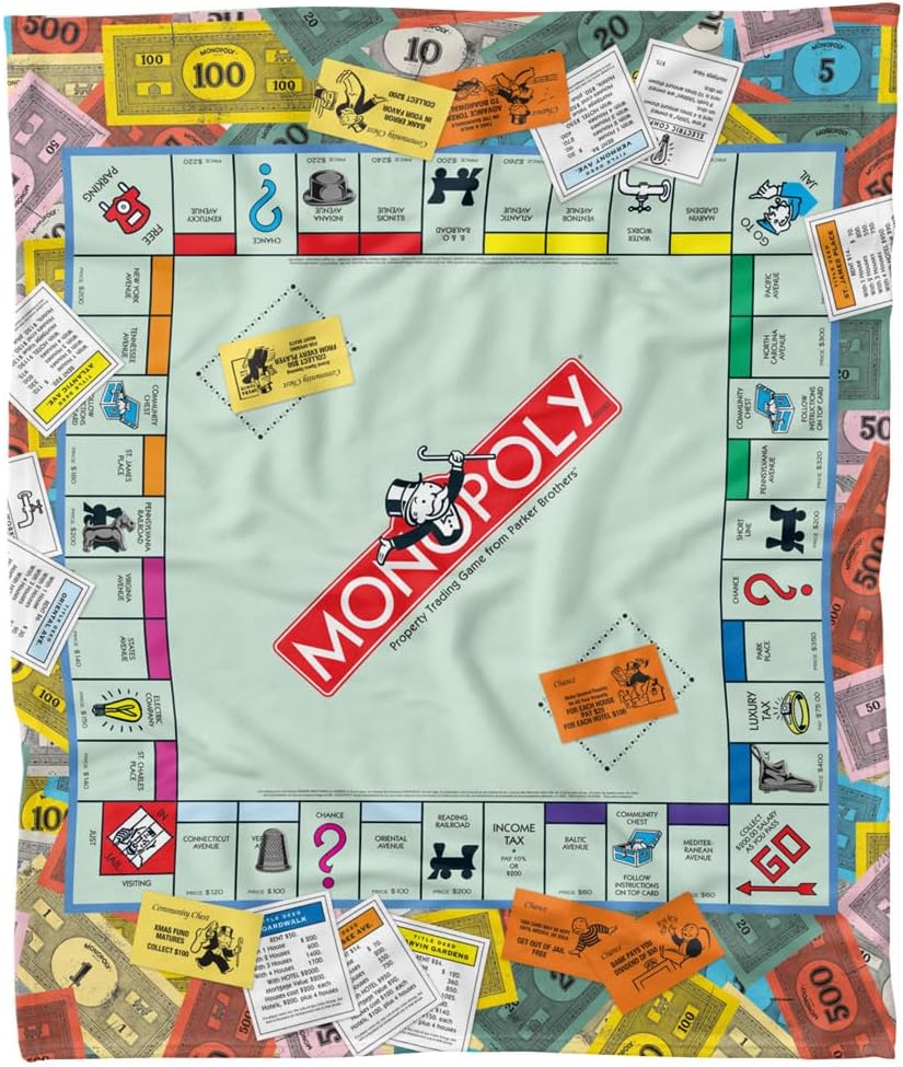 LOGOVISION Monopoly Blanket, 60"x80" Board Fleece Blanket