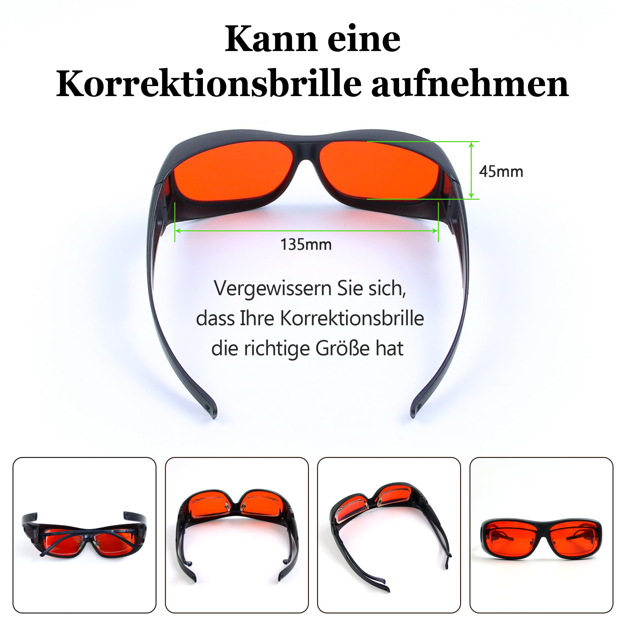 JILERWEAR Laserowe okulary ochronne 532 nm OD 6+ profesjonalne 180 nm - 532 nm, długość fali, fioletowe/niebieskie/zielone, okulary ochronne do 405 nm, 445 nm, 450 nm, 473 nm 532 nm Laser Fit