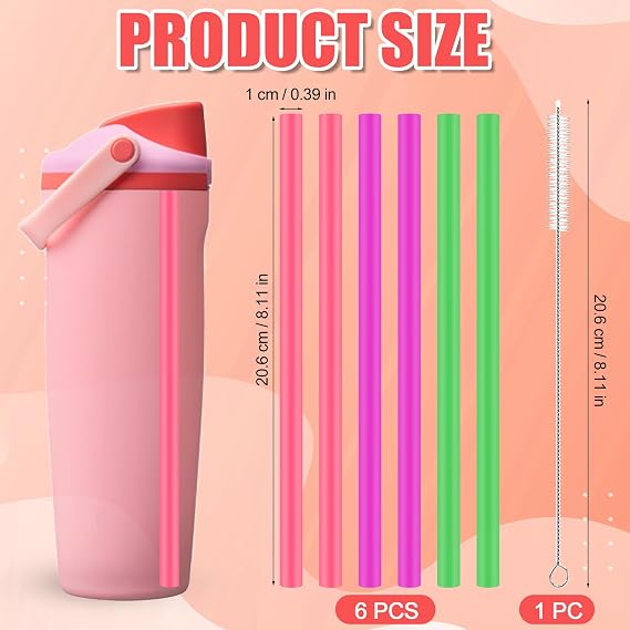 6pcs Straw Replacements for Owala FreeSip Sway 30oz (Purple, Pink, Green)