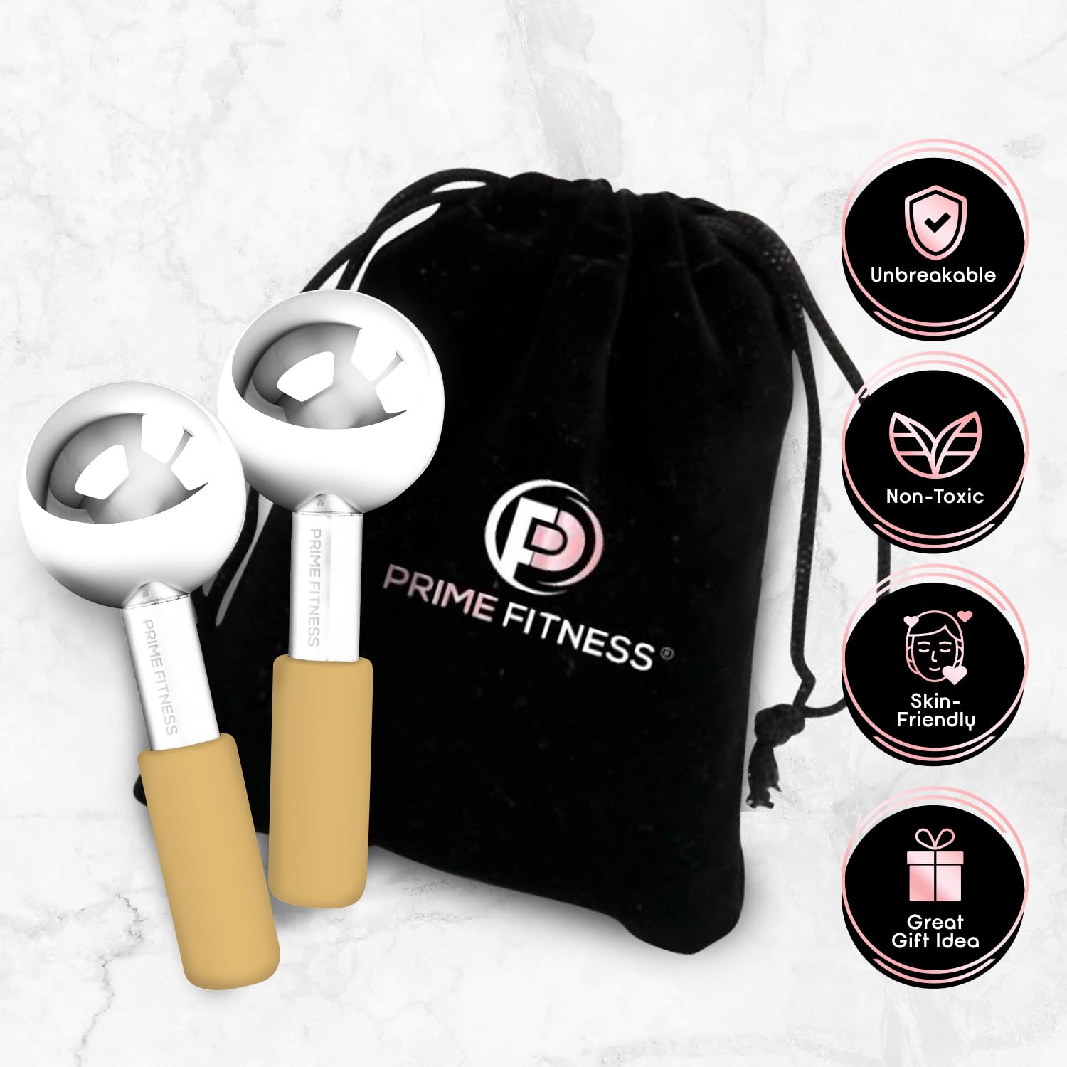 Globes for Face | Edelstahl-Eisroller Massagegerät für Gesicht, Hals und Augen | Innovative Hautpflege-Werkzeuge können bei dunklen Augenringen, Schwellungen, Falten, Kollagenproduktion (Gold)