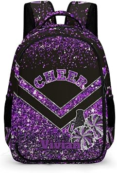 Cheer Backpack Cheerleader School Bookbag for Cheer Team Girls Cheerleading Coach Competition Gifts Purple