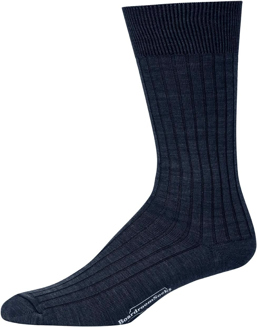 Merino Wool Mid-Calf Dress Socks for Men, Ribbed Dress Socks